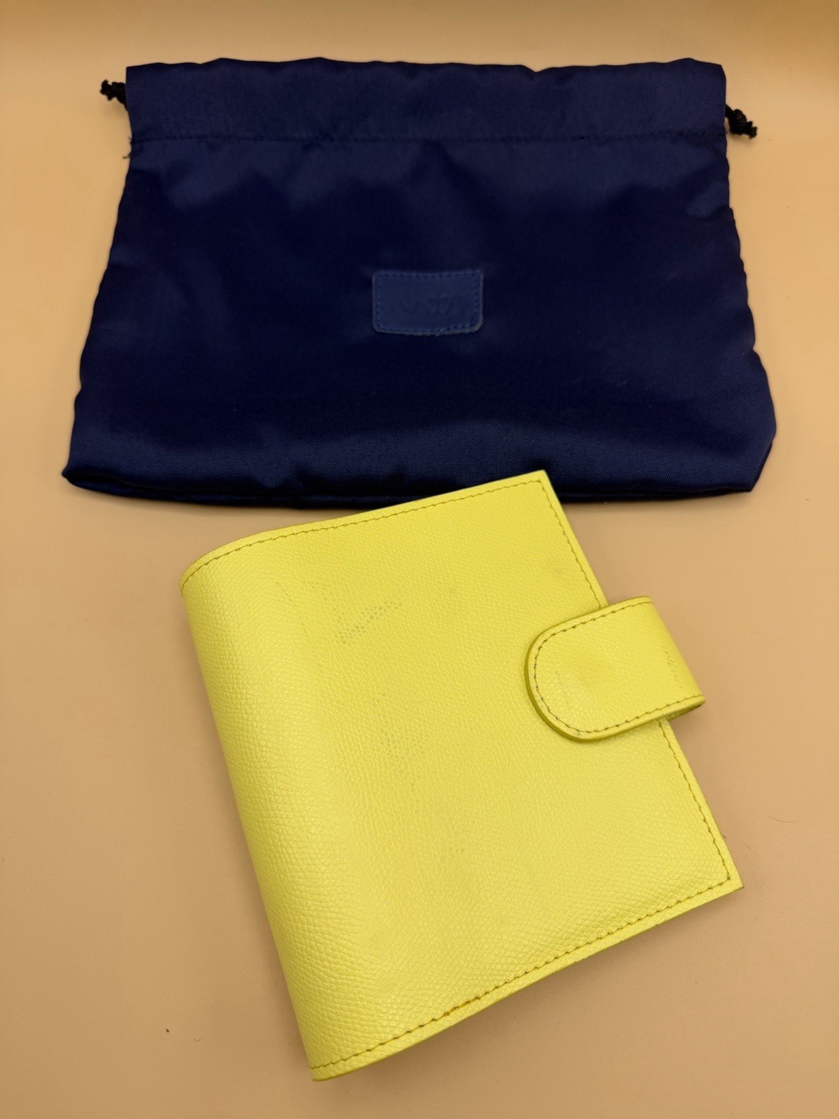 Naya Paperie Pocket Ring Planner Neon Yellow Leather 25mm Rings Pen Loop