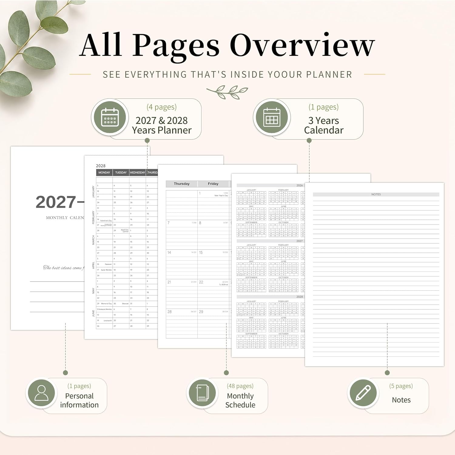 2027-2028 Monthly Planner, Jan 2027-Dec 2028, A4 2027 – Dec Black