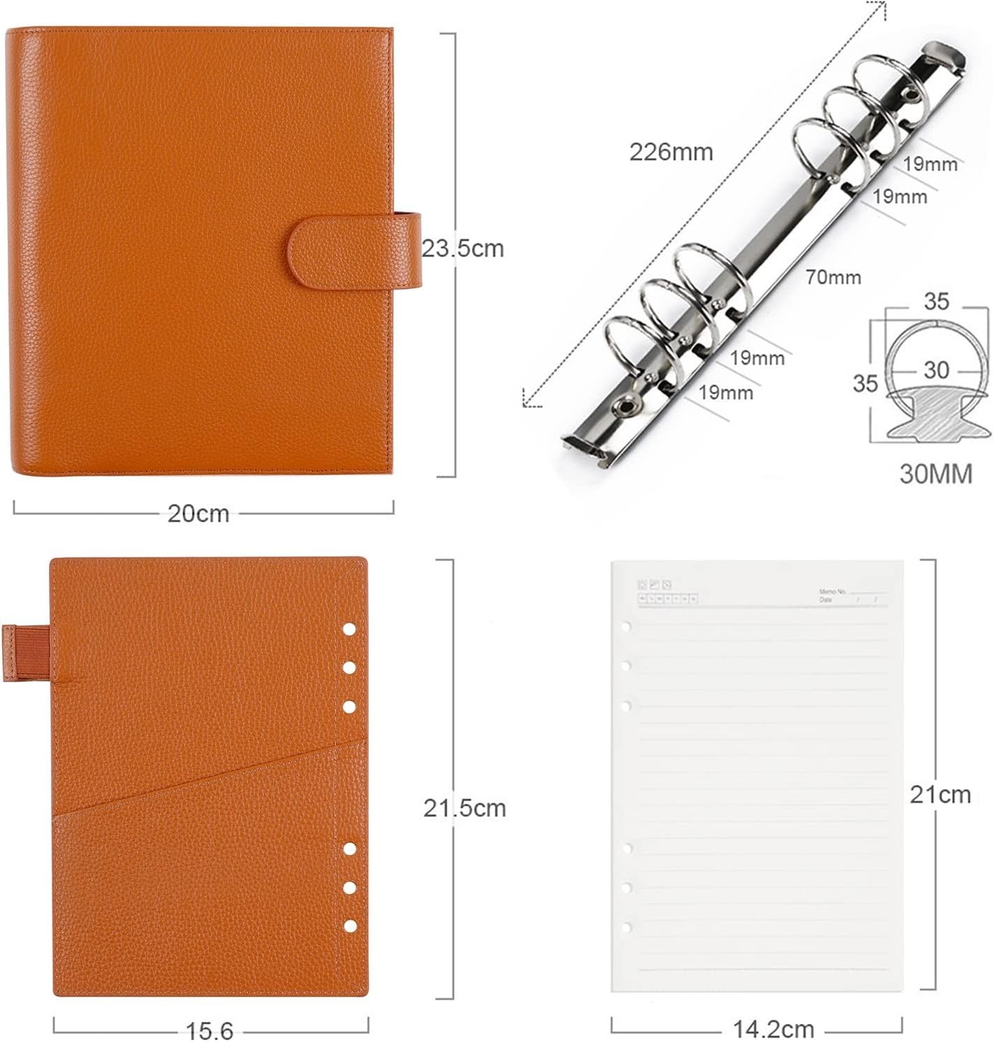 Durable Leather Binder Organizer – 30mm Ring