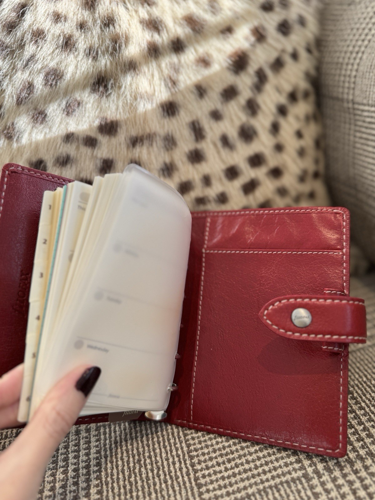 Filofax A7 Pocket Malden Diary Planner Leather Notebook Organiser Red New