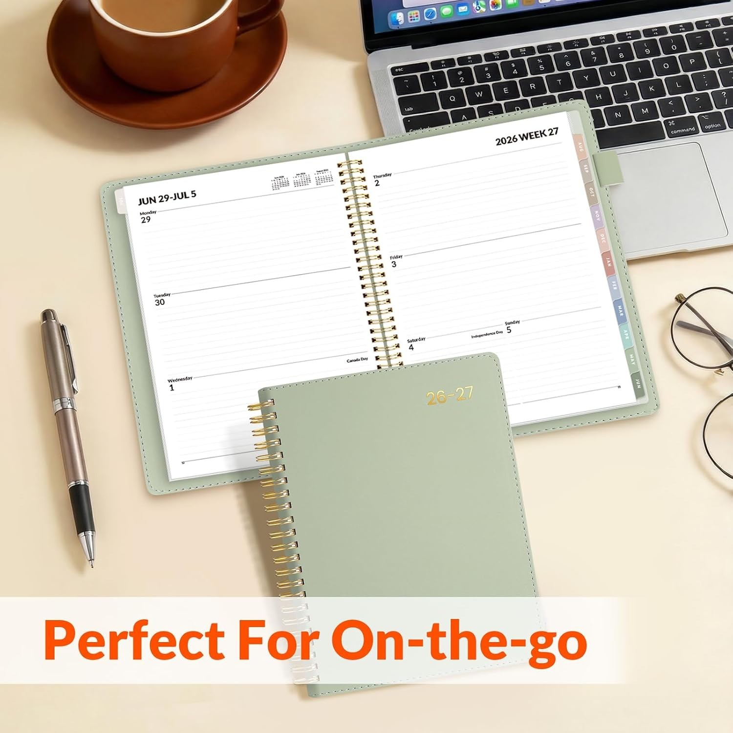 Leather Student Planner 2026-2027 Weekly Monthly Calendar 6.4×8.5
