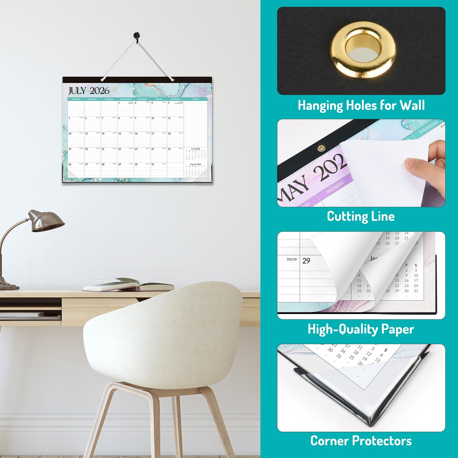 Forvencer Desk Calendar 2026-2027, 21 17 x 12″- (Apr 2026-Dec 2027), Blue