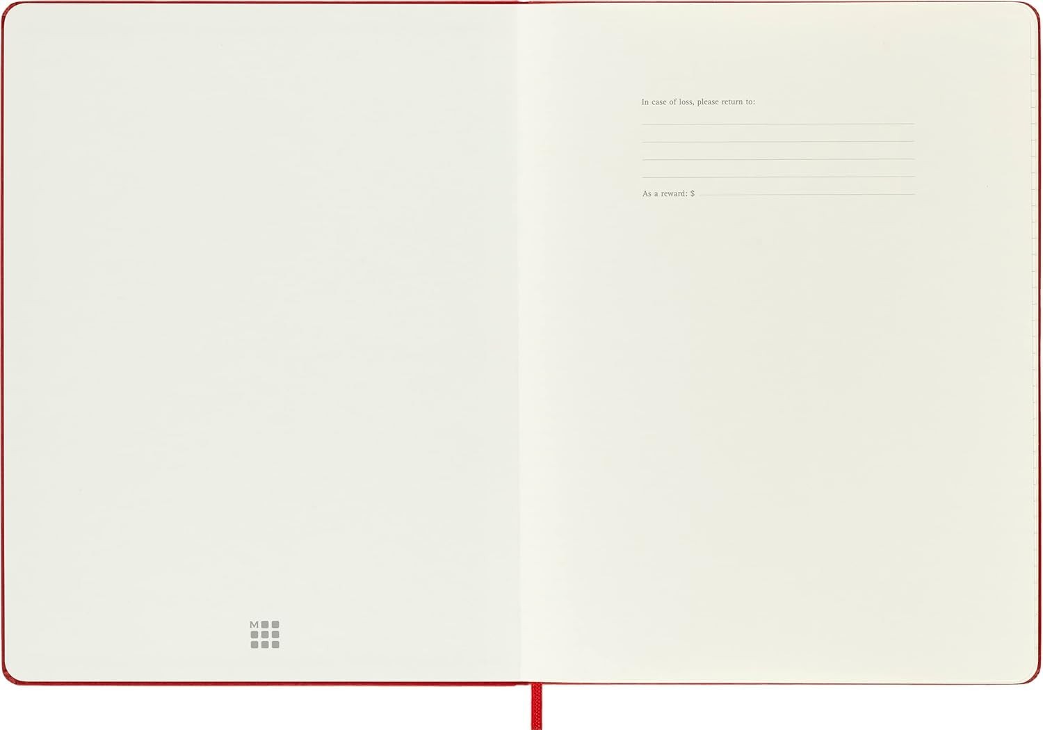 XL Scarlet Red Moleskine Classic Notebook Durable Elastic Closure Journal