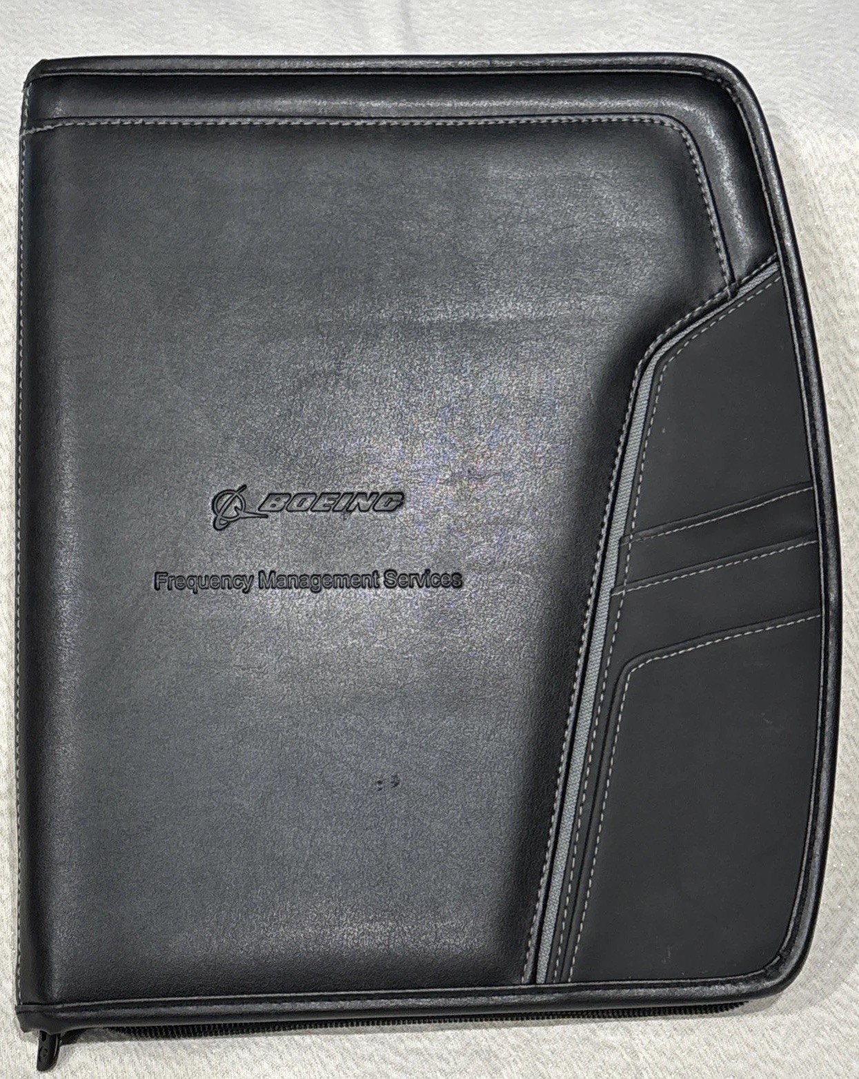 Boeing Logo Notepad Portfolio Black Synthetic Leather Multi-pocket/Calculator