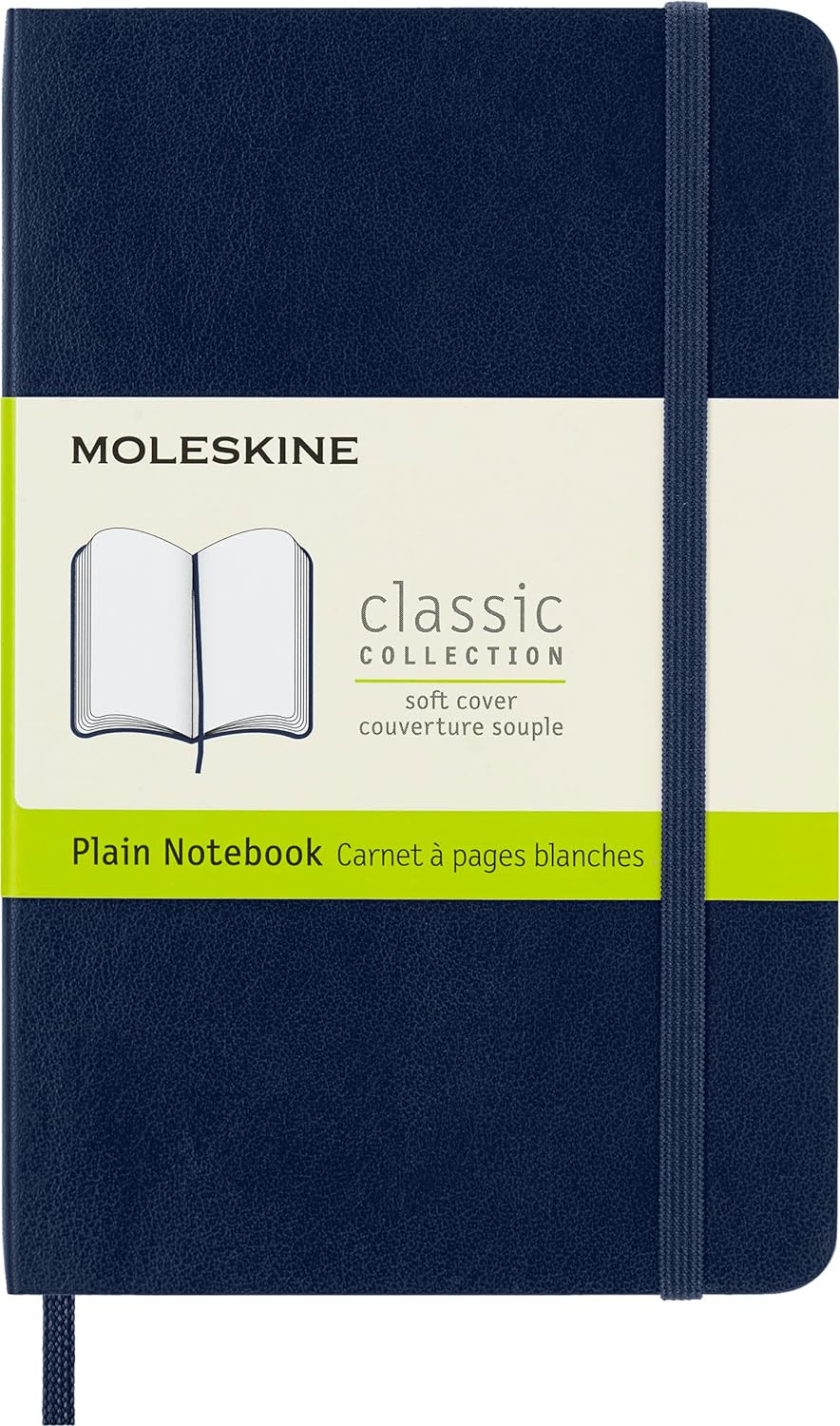 Classic Notebook, Soft Cover, Pocket (3.5″ X 5.5″) Plain/Blank, Sapphire Blue, 1