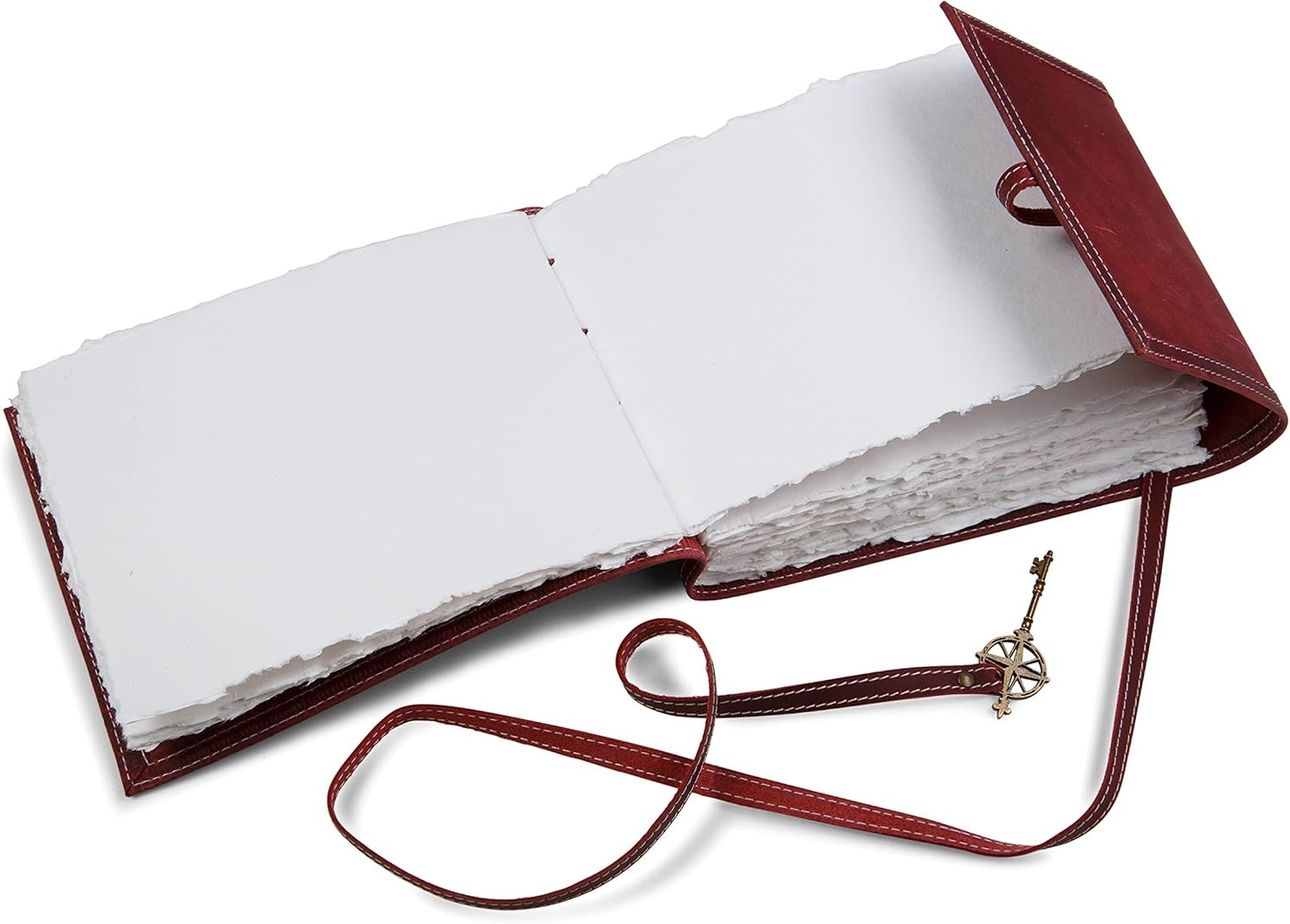 Red Leather Watercolor Journal – 8×10 – Genuine Leather Art Journal with Hand…