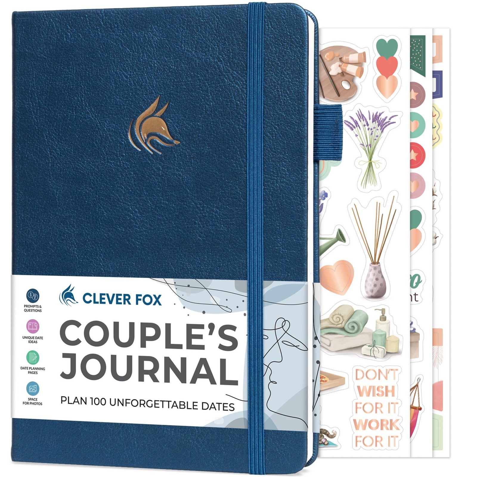 Clever Fox Couple’s Journal – Couples Date A5 (5.8” x 8.3”), Mystic Blue
