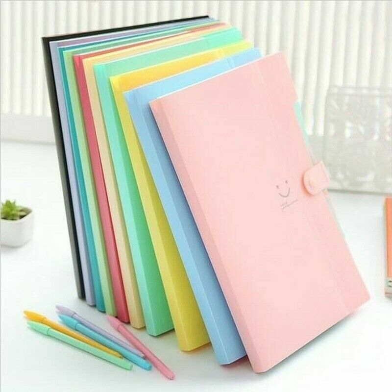 A4 Document Bag File Folder Paper Clip Smile Pocket Office Supplies