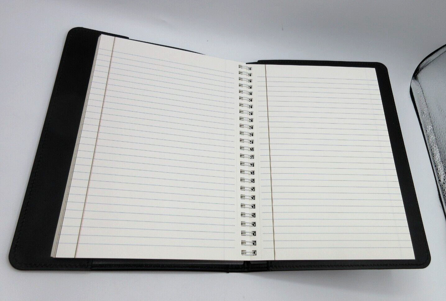 Jos. A. Bank Notebook 9″ Leather Cover Refillable Spiral 144 Lined Pages Black