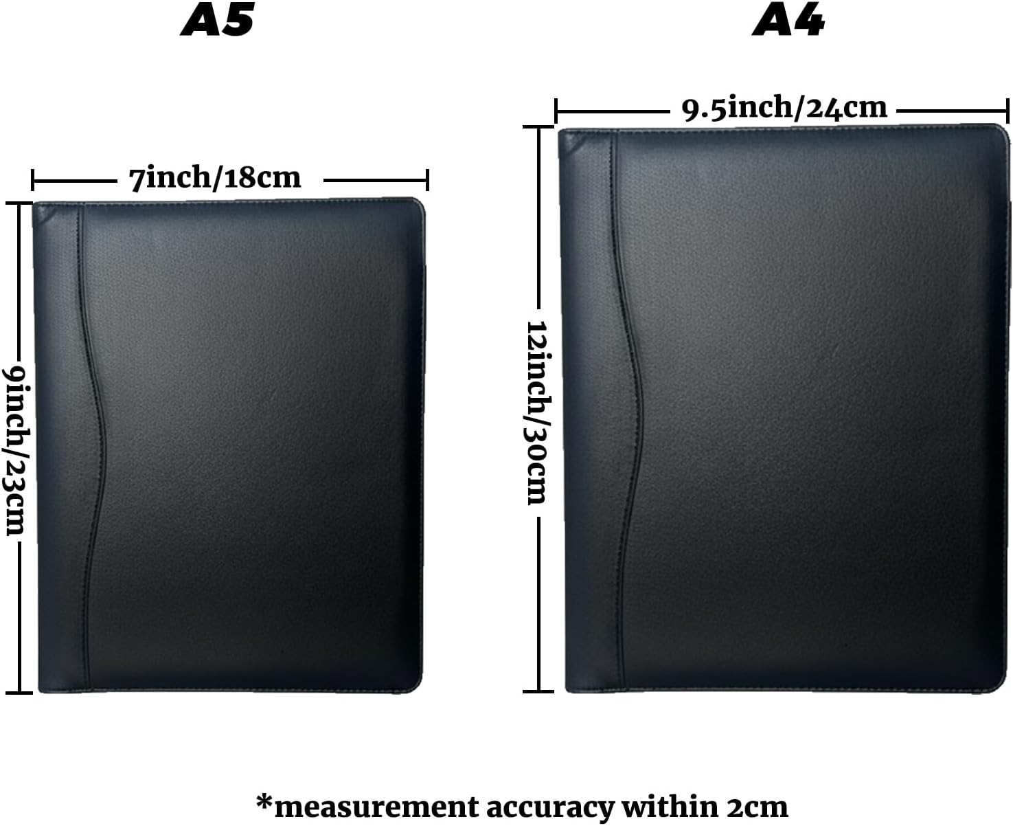 A4 PU Leather Portfolio Folder with 30 Pages Paper Padfolio Business Organizer