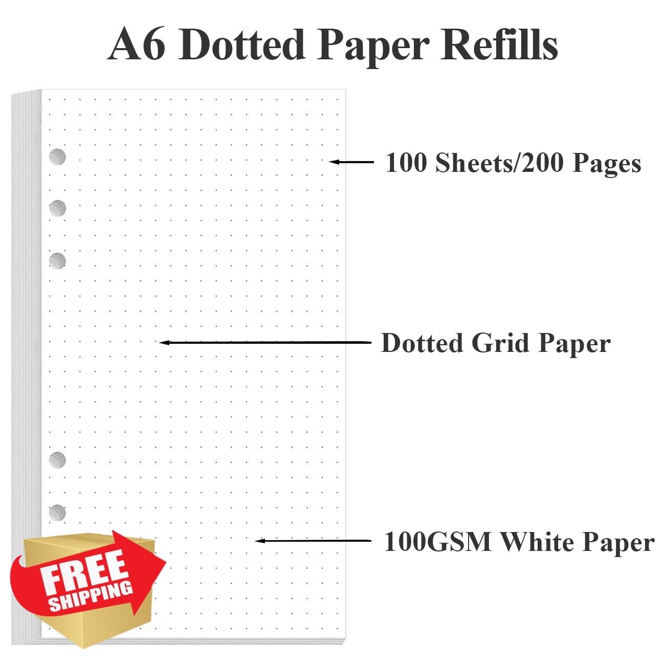 Yaridar A6 Dotted Paper Refills 1-Pack