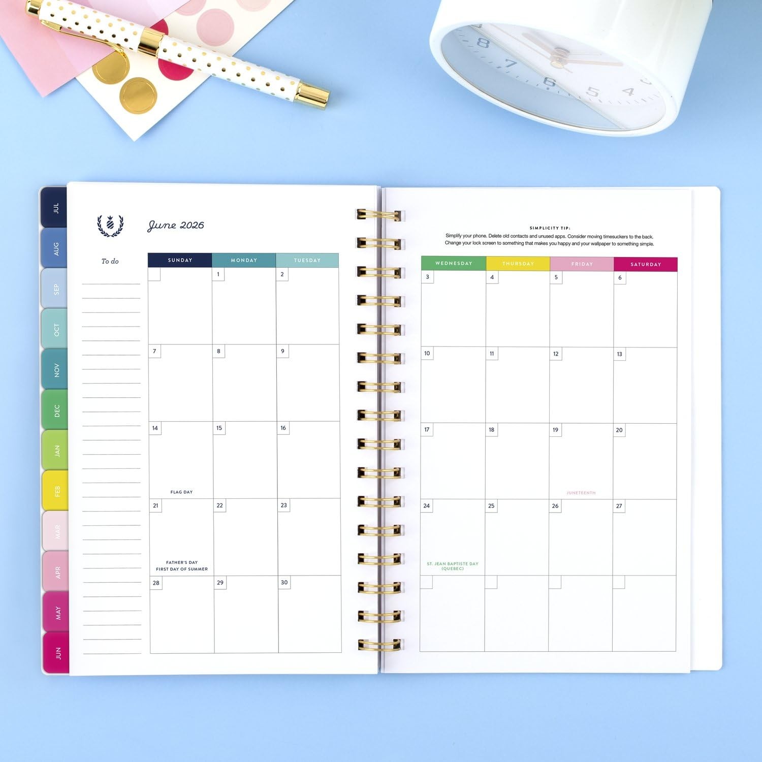 AT-A-GLANCE Planner 2025-2026 Academic, 5.5″W x 8.5″H, Happy Stripe