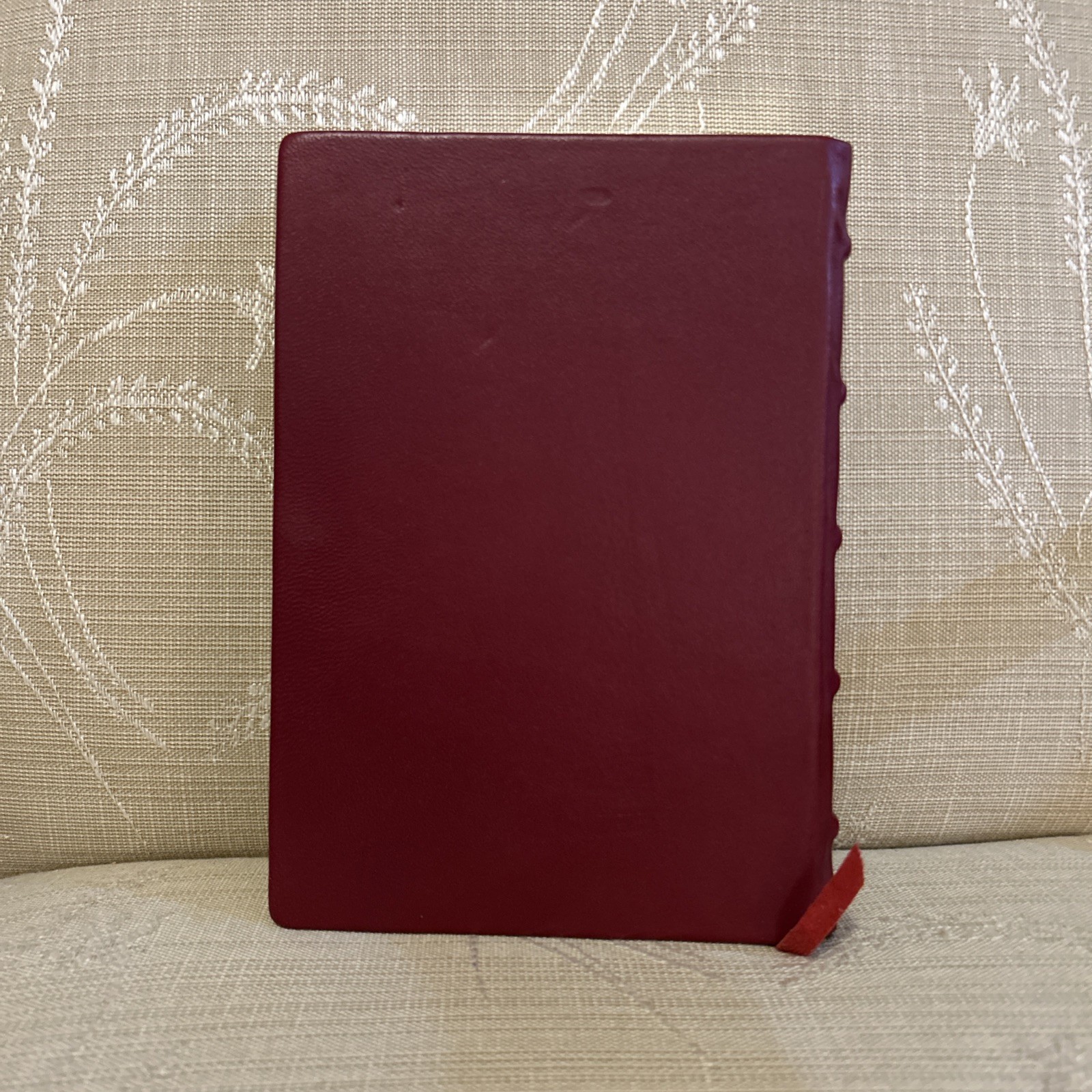 NEW Red Embossed Leather Lined Journal 6 x 9” Fleur-de-lis, Silver Edged Pages