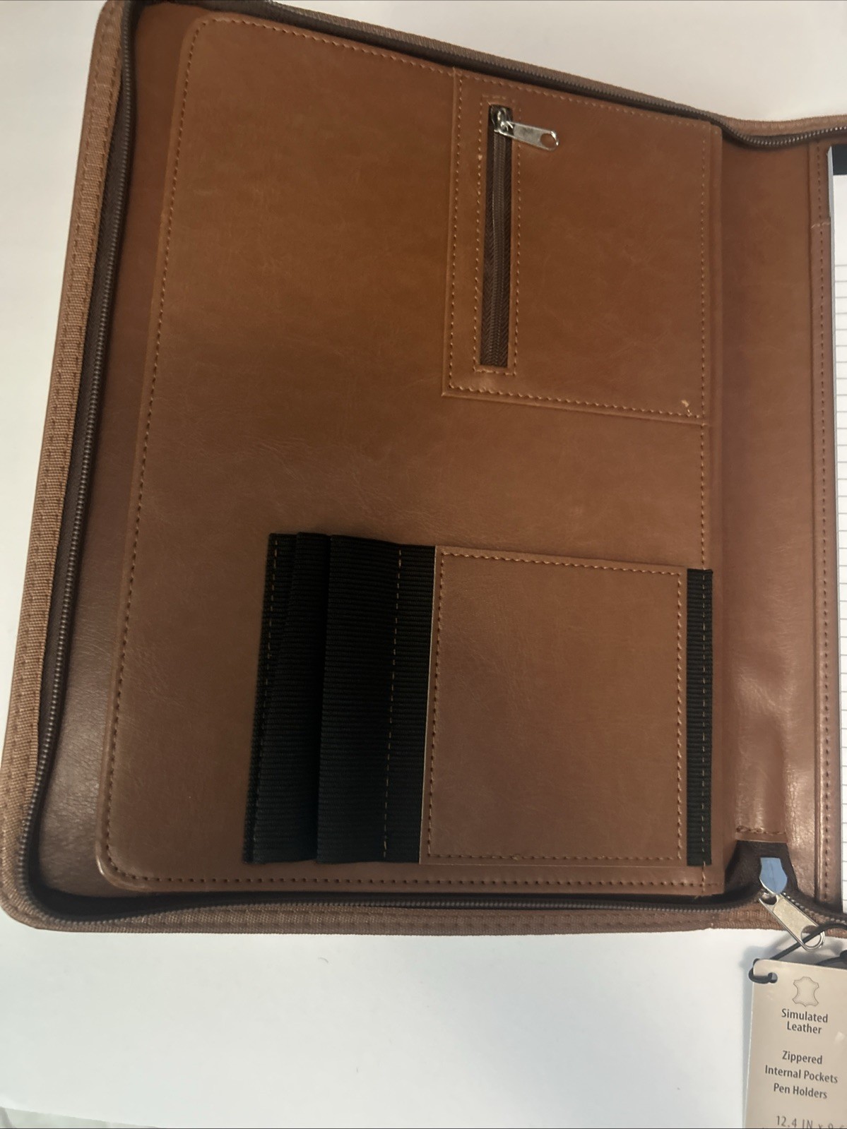 Pen Gear Executive Bonded Leather Professional Padfolio Notepad – Chestnut Brown