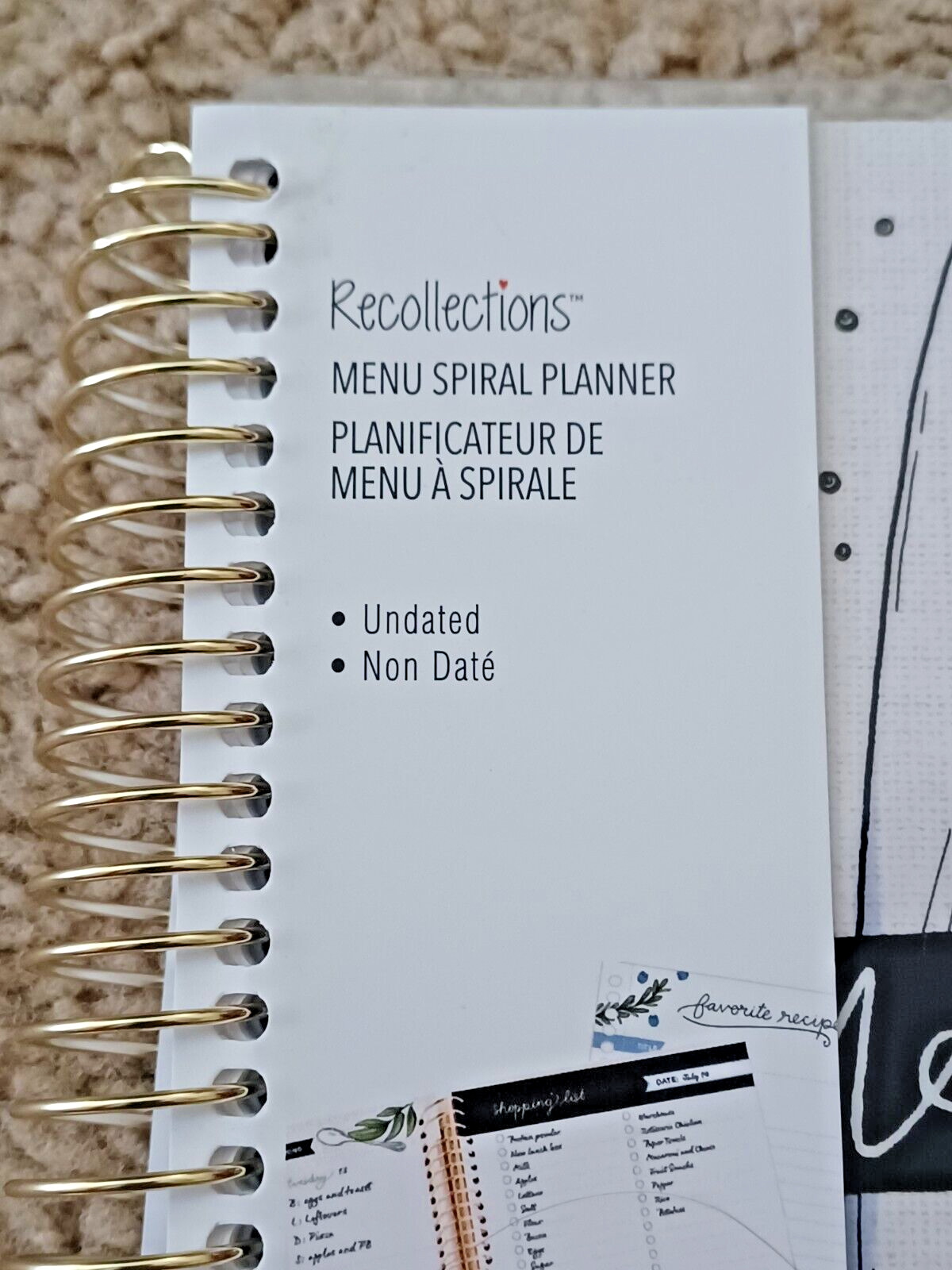 🍽 NEW Menu Planner 5×7 Recollections Spiral Book List Pantry Grocery Recipe Org
