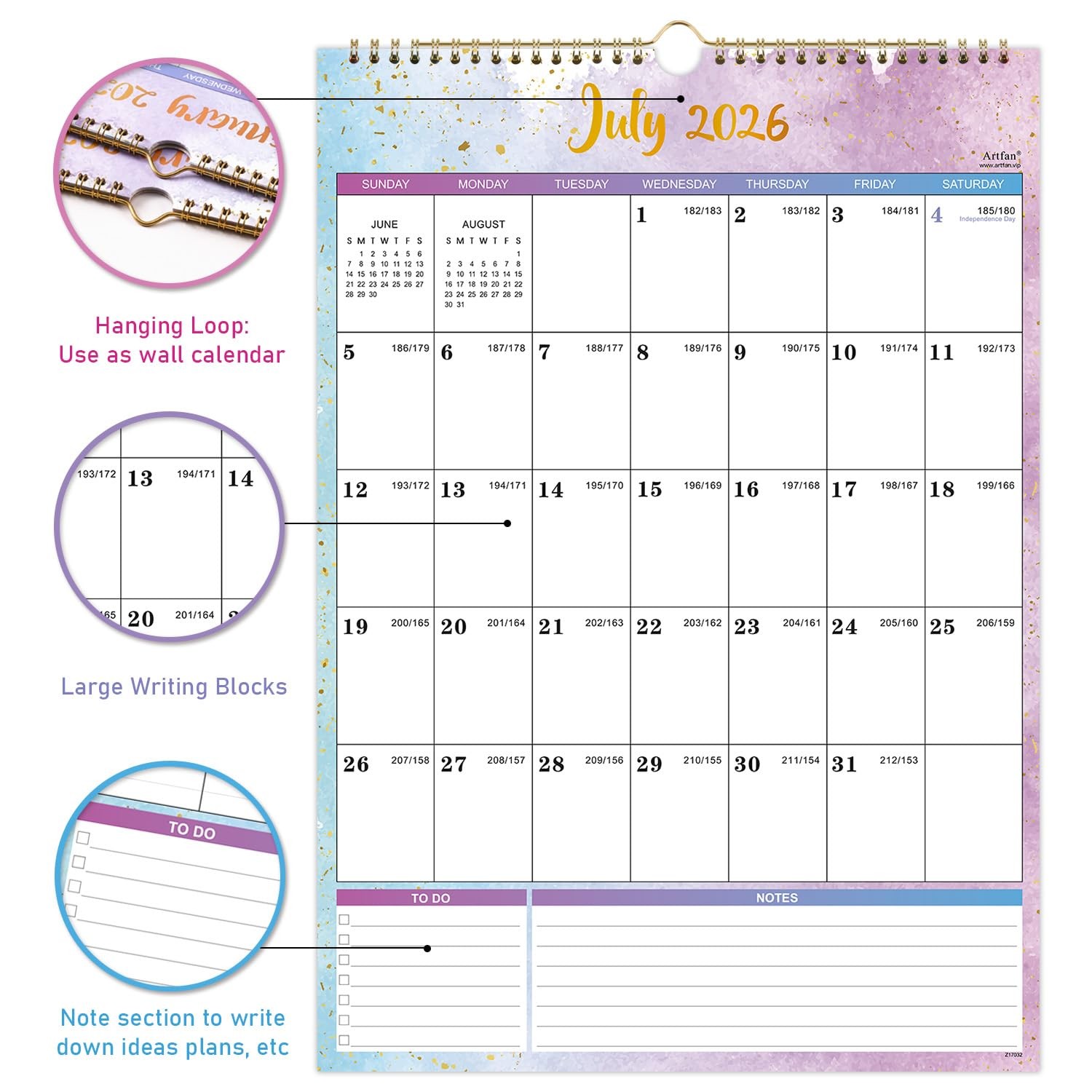 Calendar 2026-2027 – Wall 2026-2027, Jul. 2026 – Dec. 17″ x 12″