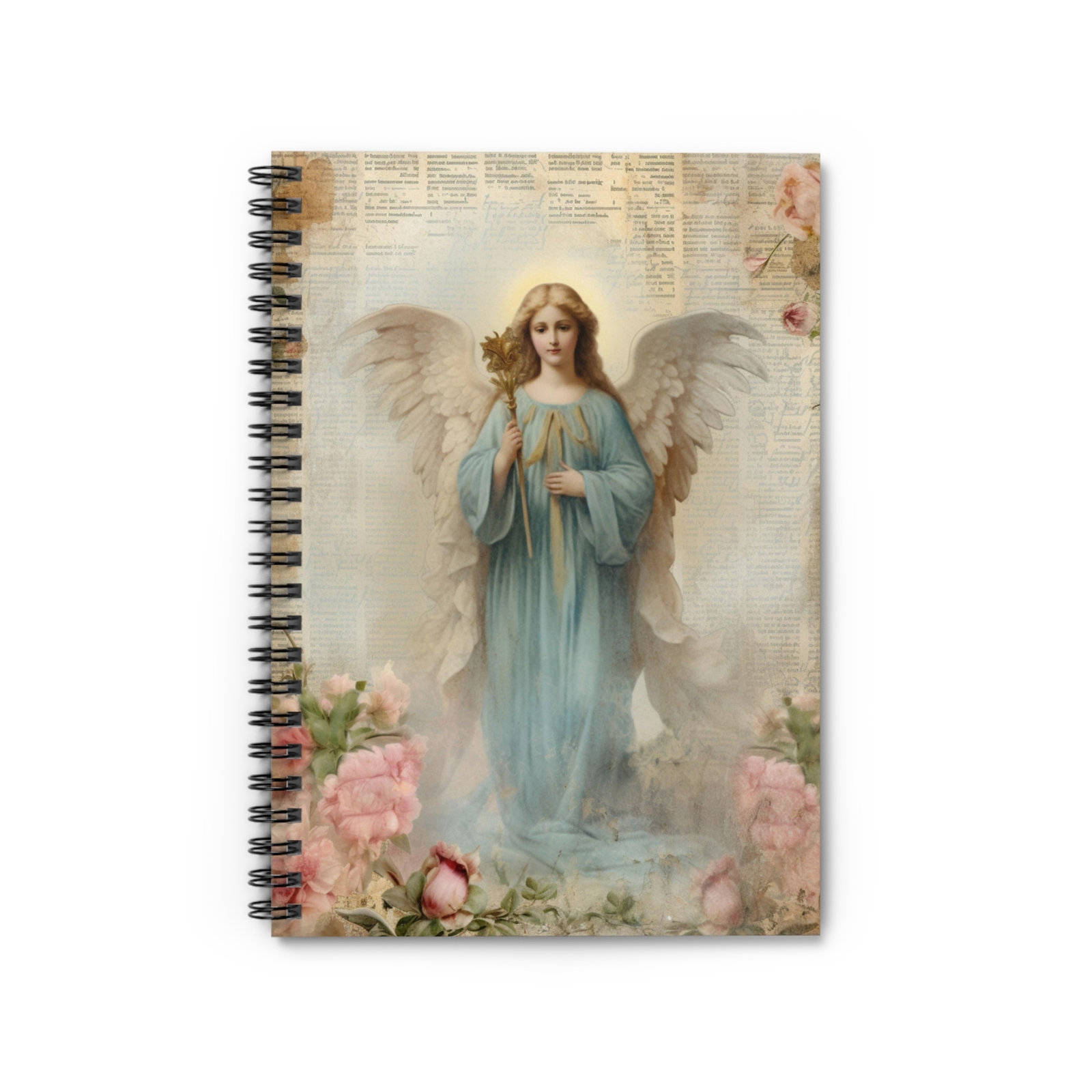 Female Angel Vintage Art – Ruled Line Spiral Notebook – Dream Journal Gift