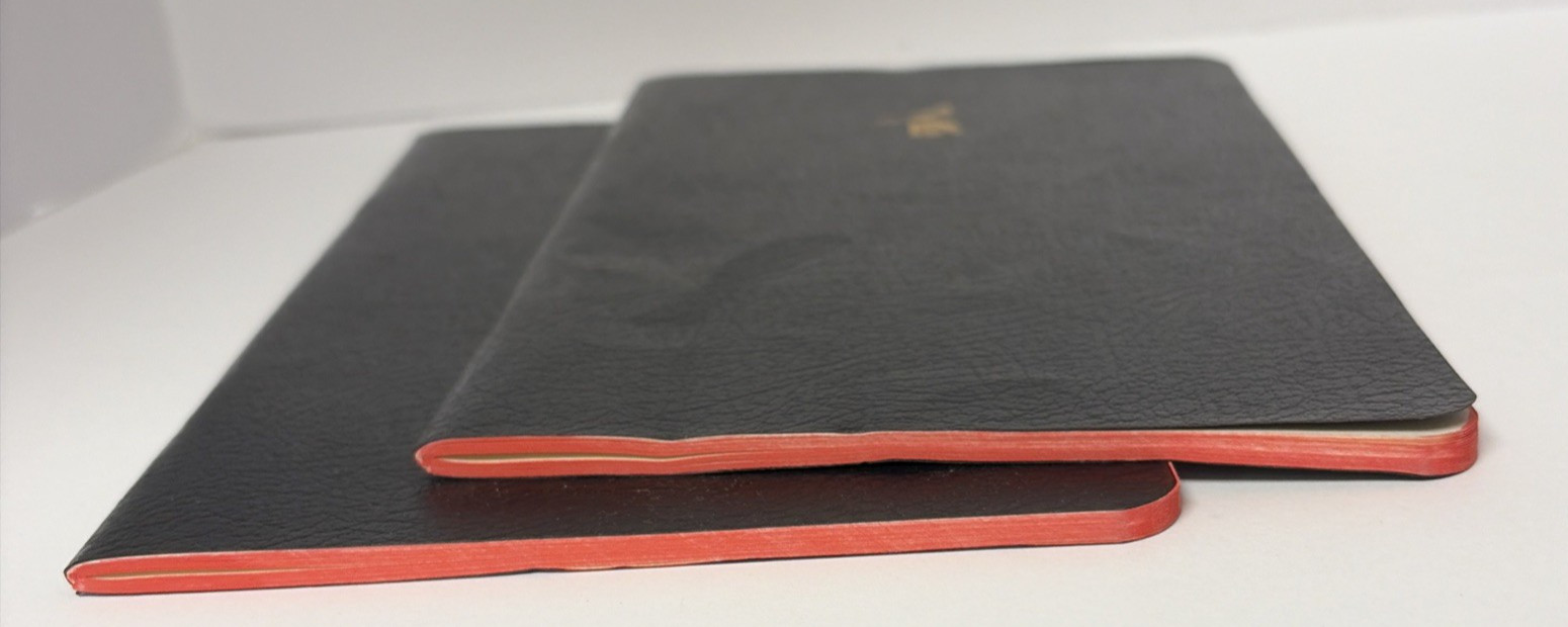 Two Bieffe Handmade Italy Lined Notebooks Black Exercise Journals Faux Leather