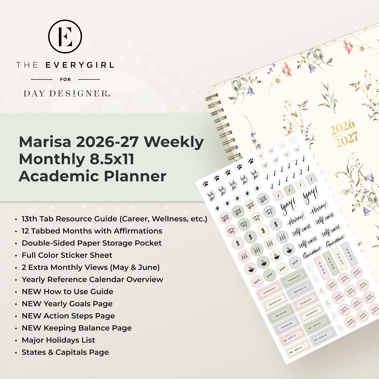 Blue Sky The Everygirl 2026-2027 Weekly and 8.5″ x 11″, Marisa- 2026/2027