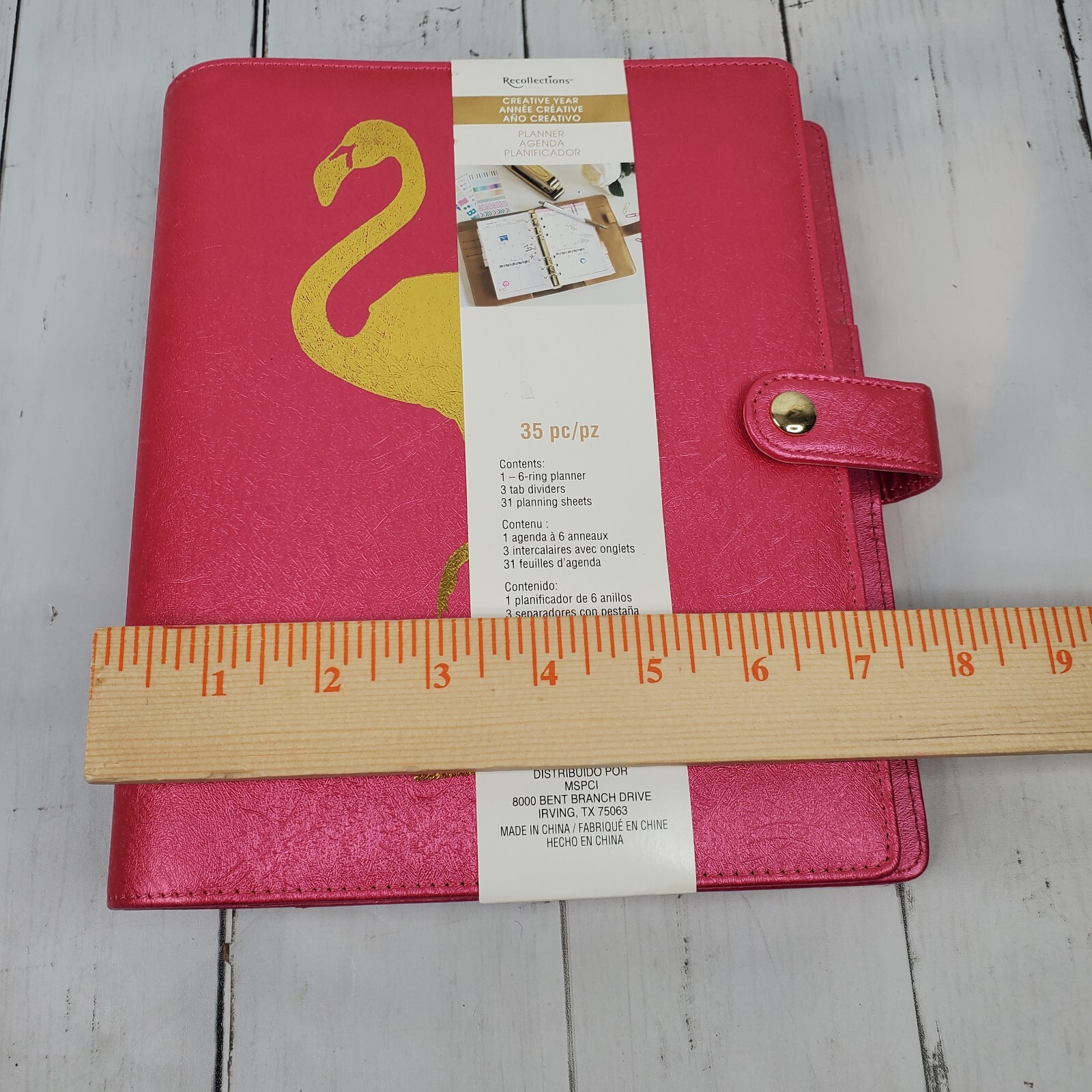 Creative Year 6 Ring Small Planner by Recollections – Hot Pink Gold Flamingo NEW