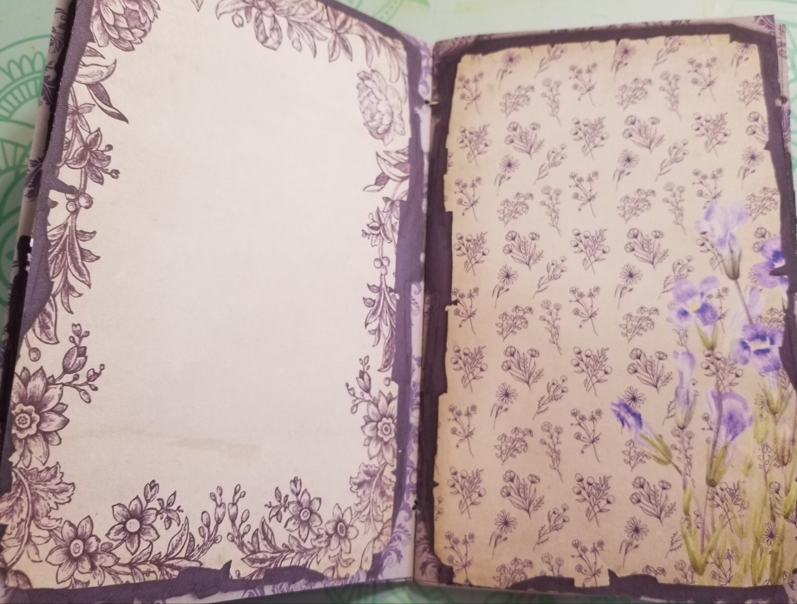 Junk Journal Booklet “LILAC & LAVENDER” HANDMADE Pockets, Cards, Tags, Ephemera