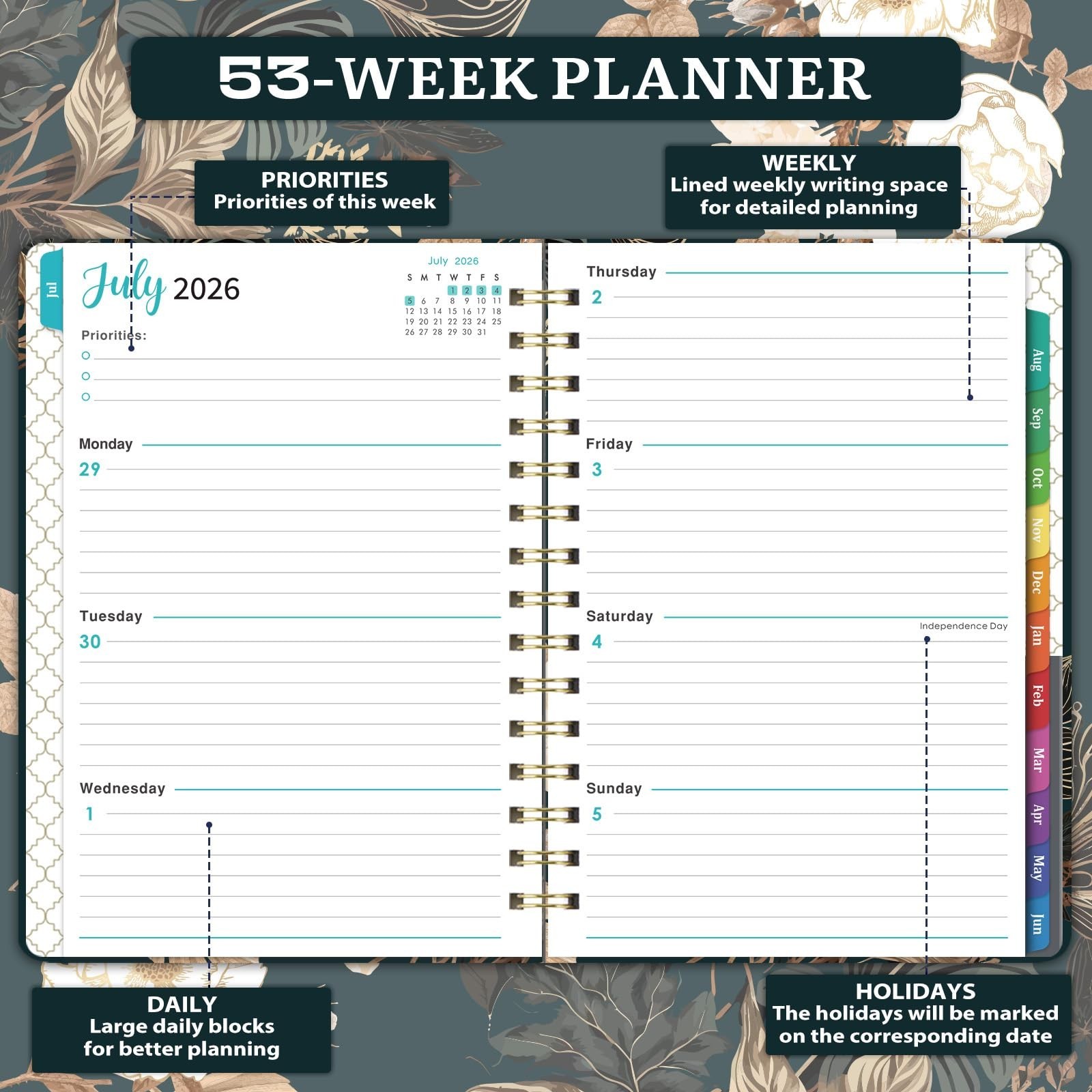 2026-2027 Planner – 6.4″ x 8.5″, 2026-2027 Weekly & Monthly Planner, JUL. 202…
