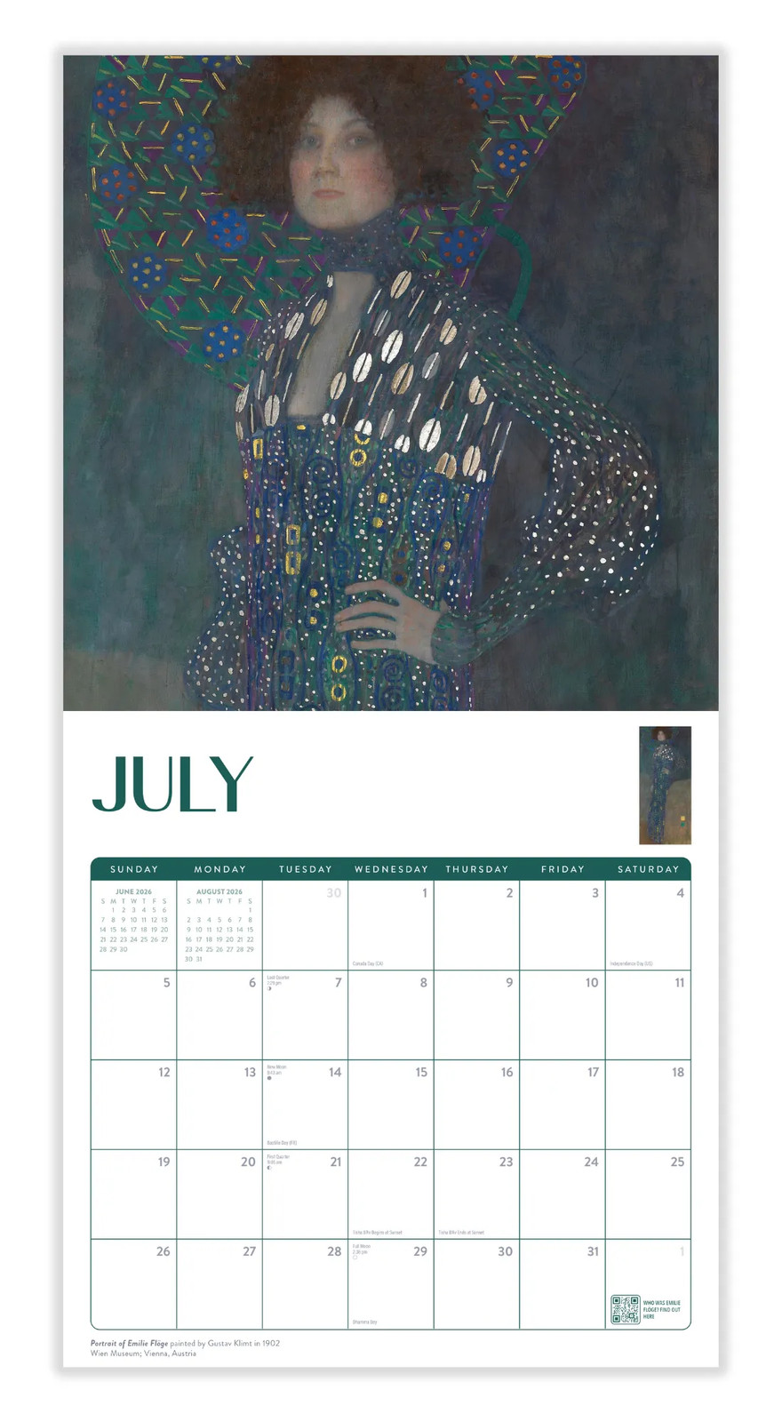 Klimt Calendar 2026 | 12″ x 24″ 12 Month Calendar | Marble City Press