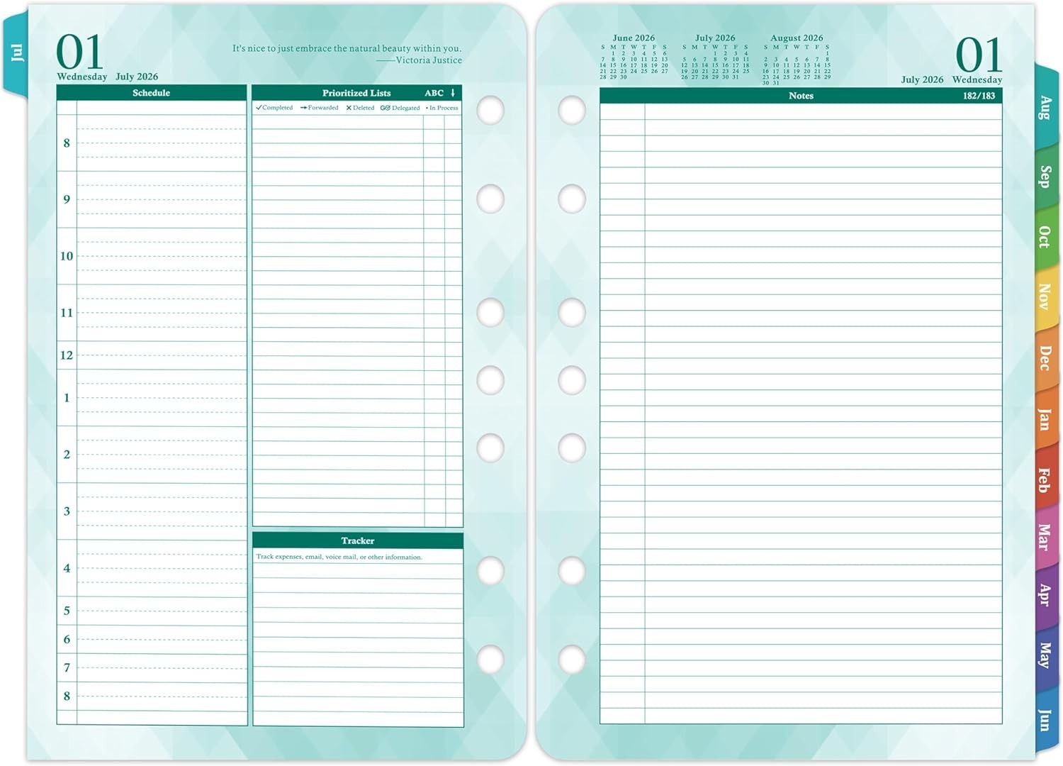 2026-2027 Planner Refills – Jul.2026 – Jun.2027, Two Pages Per Day Daily ＆ Mo…