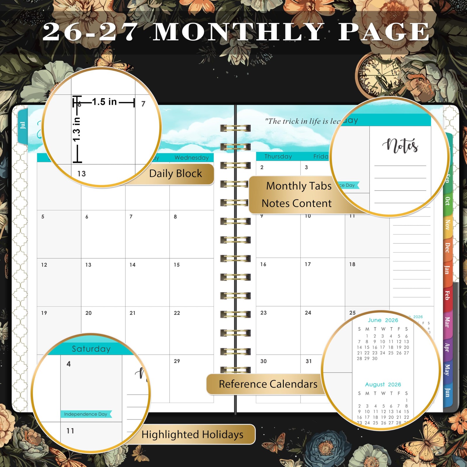 2026 Planner – Planner 2026, Jan 2026 – Dec 2026, 6.4″ x 8.5″, Weekly and Monthl