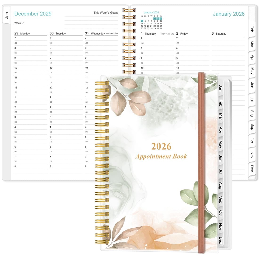 2026 Appointment Book & Planner Daily Hourly 6.4″ x 8.5″, 30-Minute Interval