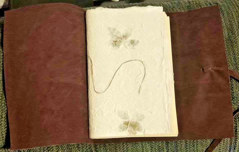 Journal Blank Unlined Side Tie with heart charm Suede Dark Brown Cover New