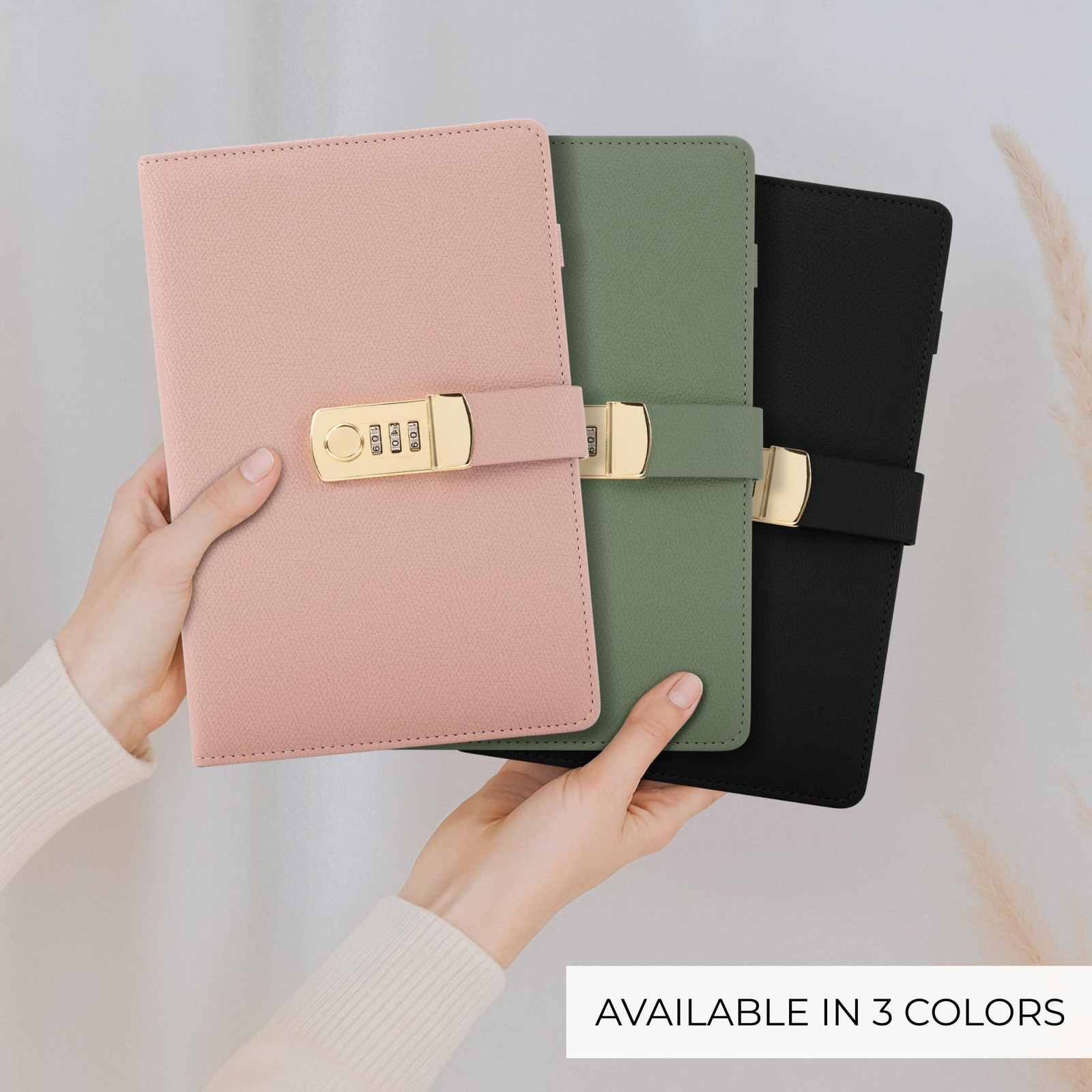 Pink Leather Diary with Lock Aesthetic Journal 8.5 x 5.6 Inch