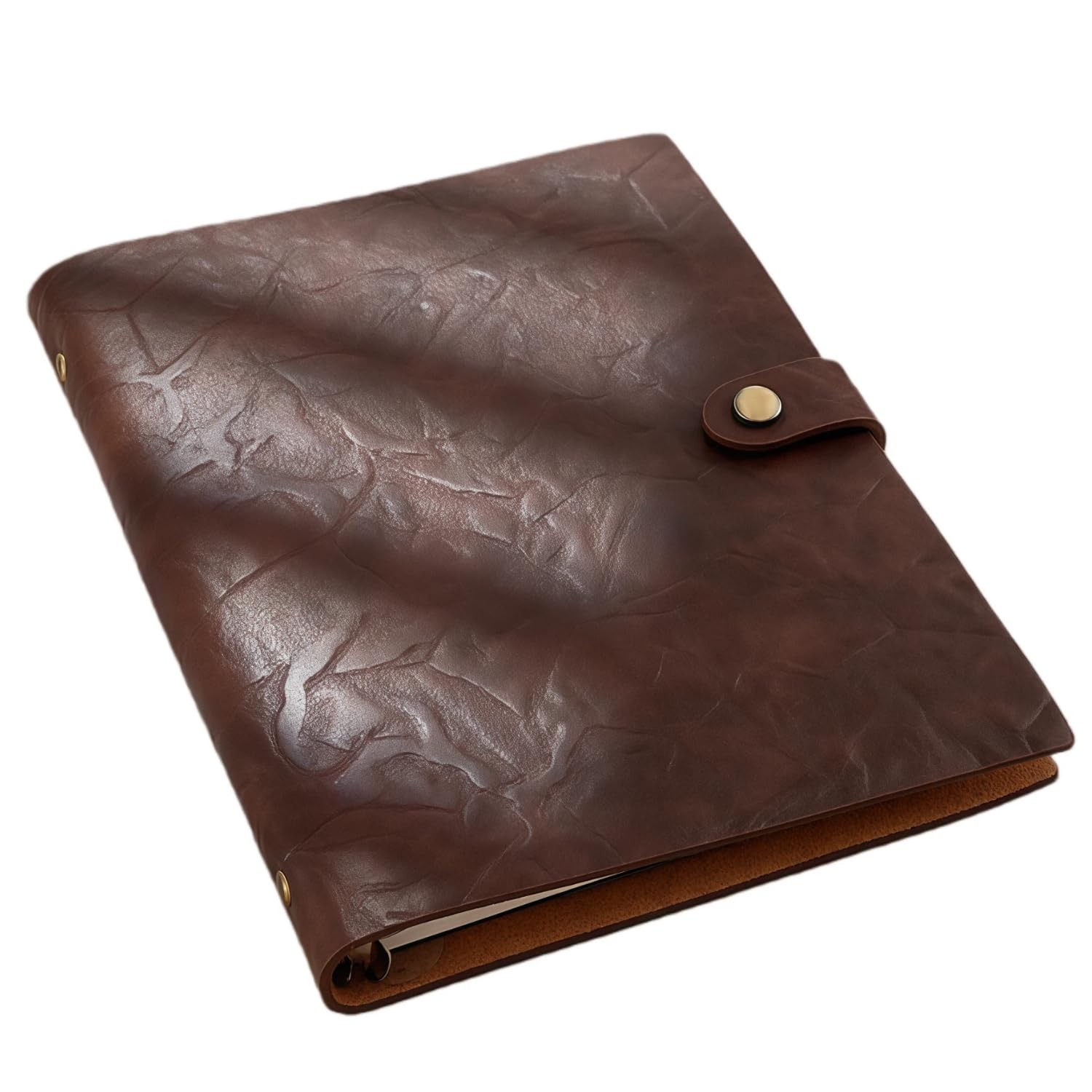 Refillable A5 Leather Binder Journal Soft Cover Notebook, Vintage Coffee