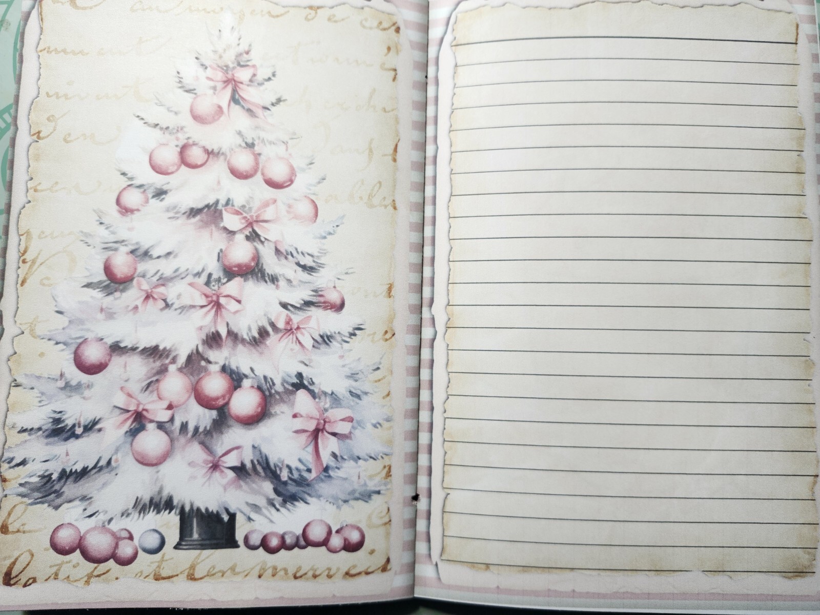 Junk Journal Booklet “PINK CHRISTMAS” Christmas Pink Holiday LG 9X6 40pgs