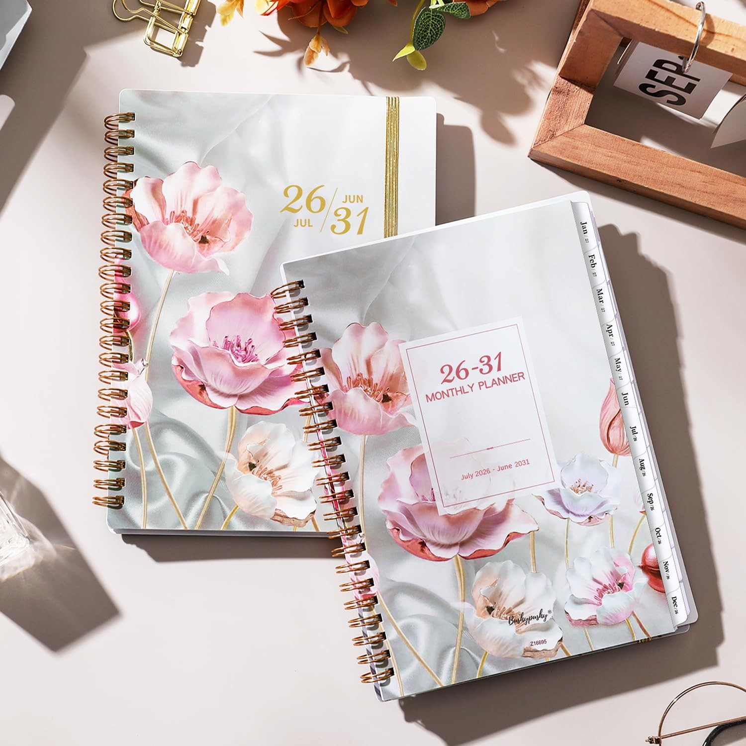 5-Year Monthly Planner 2026-2030, Spiral Bound with Tabs, 6.4″ x 8.5″, Pink