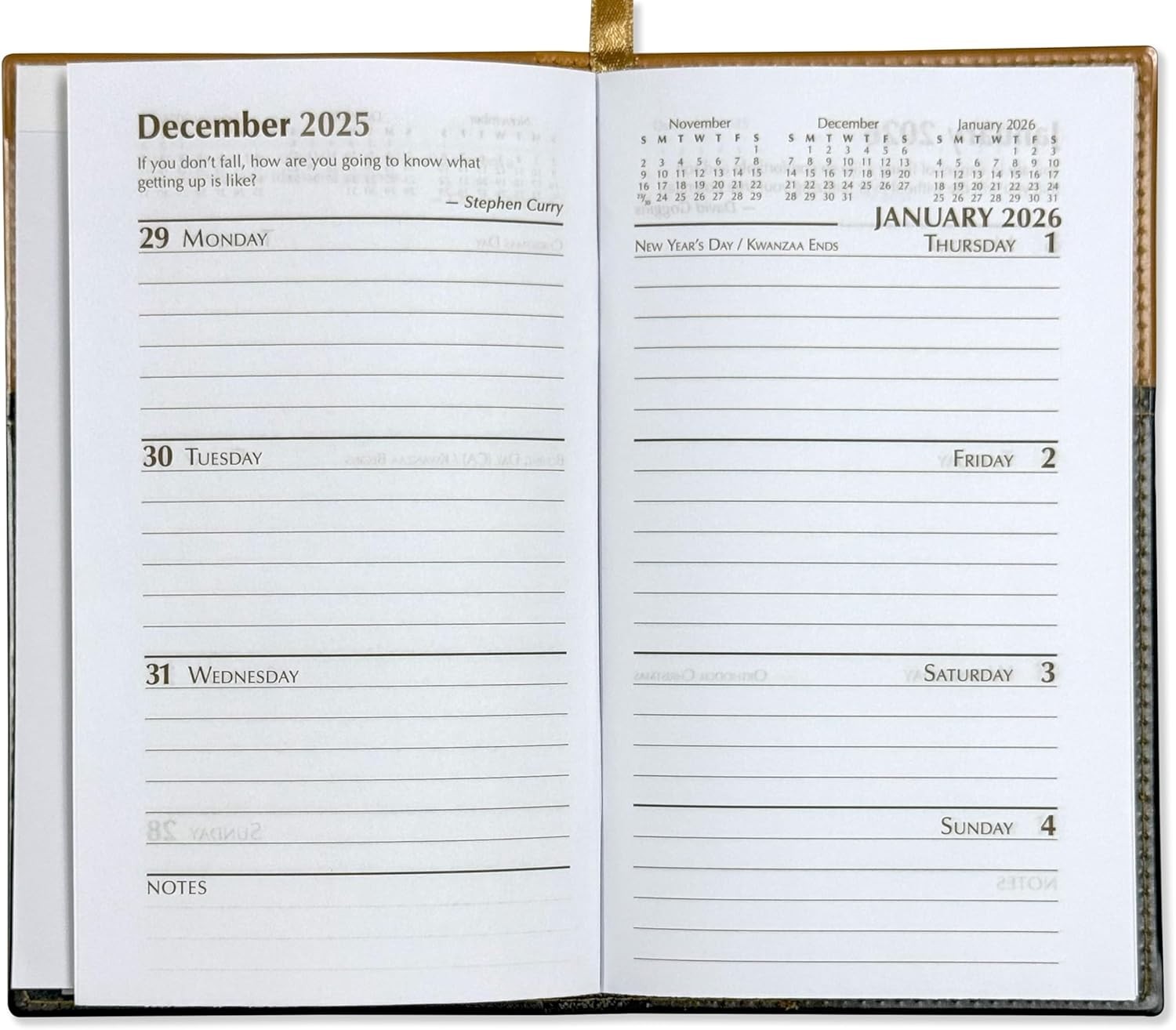 Pocket Calendar Faux Leather 3.5×6 Weekly Planner Organizer with Notepad