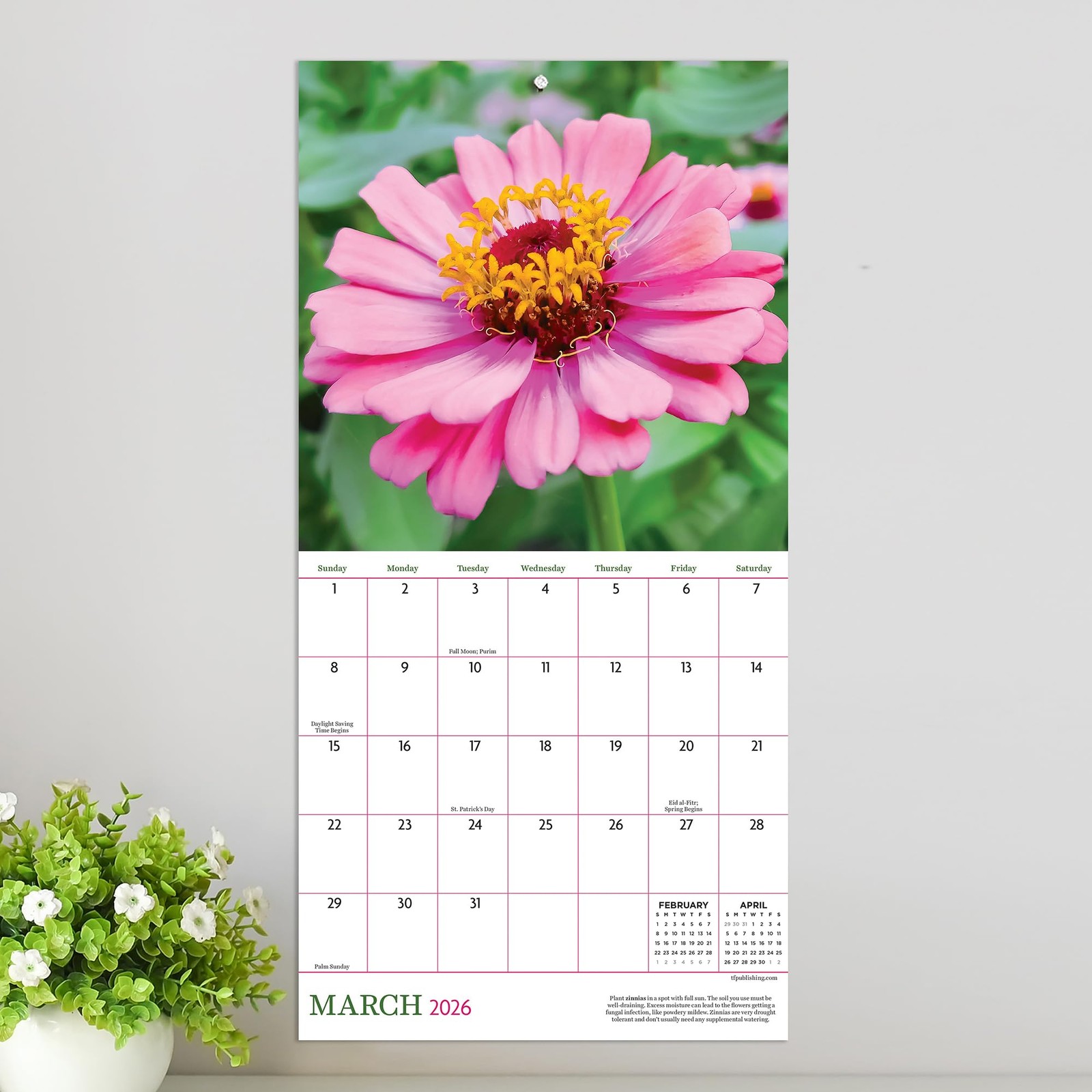 TF Publishing 2026 Flowers Mini Calendar with Monthly Grids for Mini,