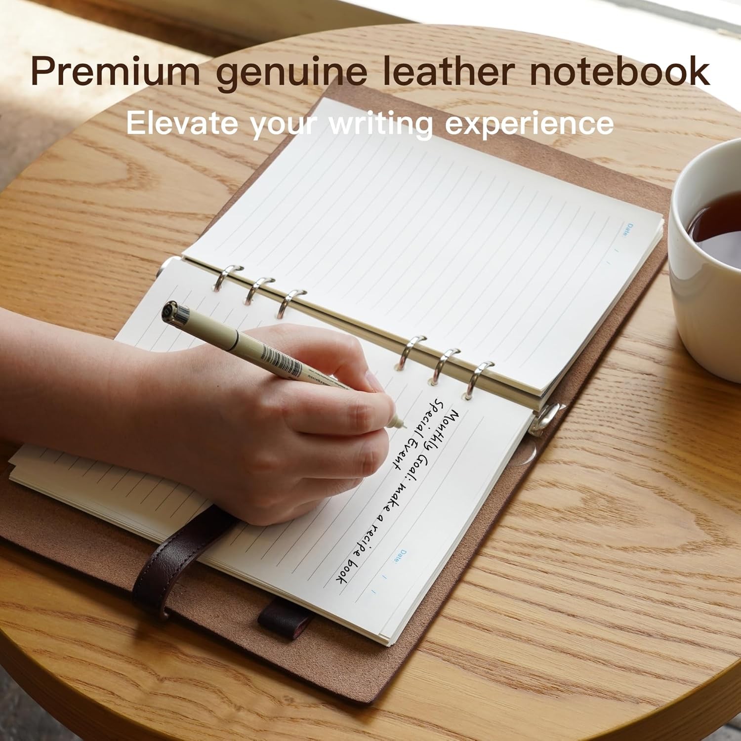 Refillable A5 Leather Binder Notebook, Reusable Leather Journal, Vintage Organiz