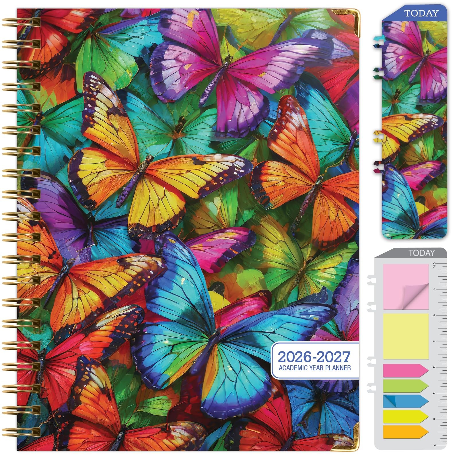 HARDCOVER Academic Year 2026-2027 Planner: 8.5″ x 11″, Colorful Butterflies