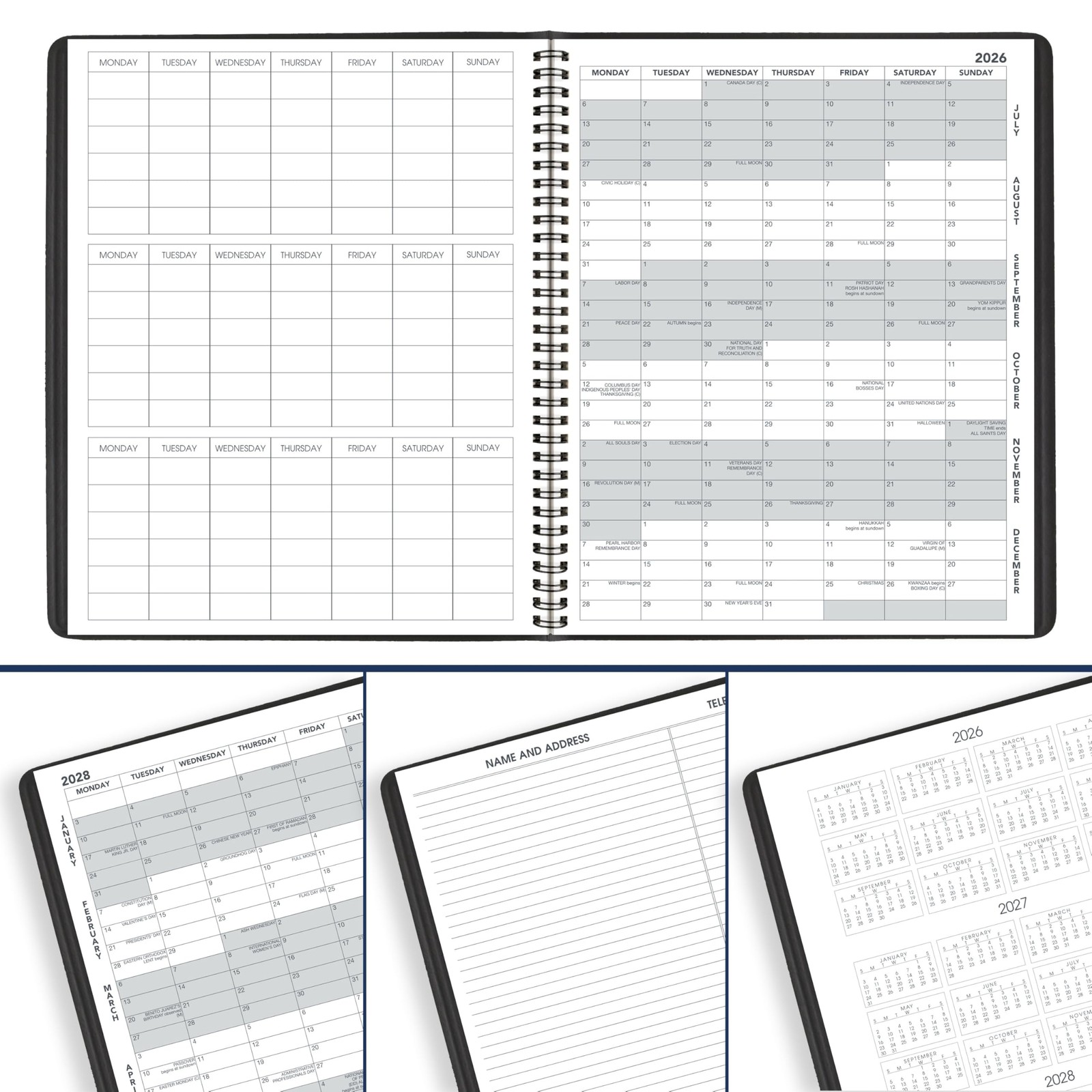 AT-A-GLANCE Planner 2026-2027 Monthly Academic 18-Month 9″W x 11″H, Black