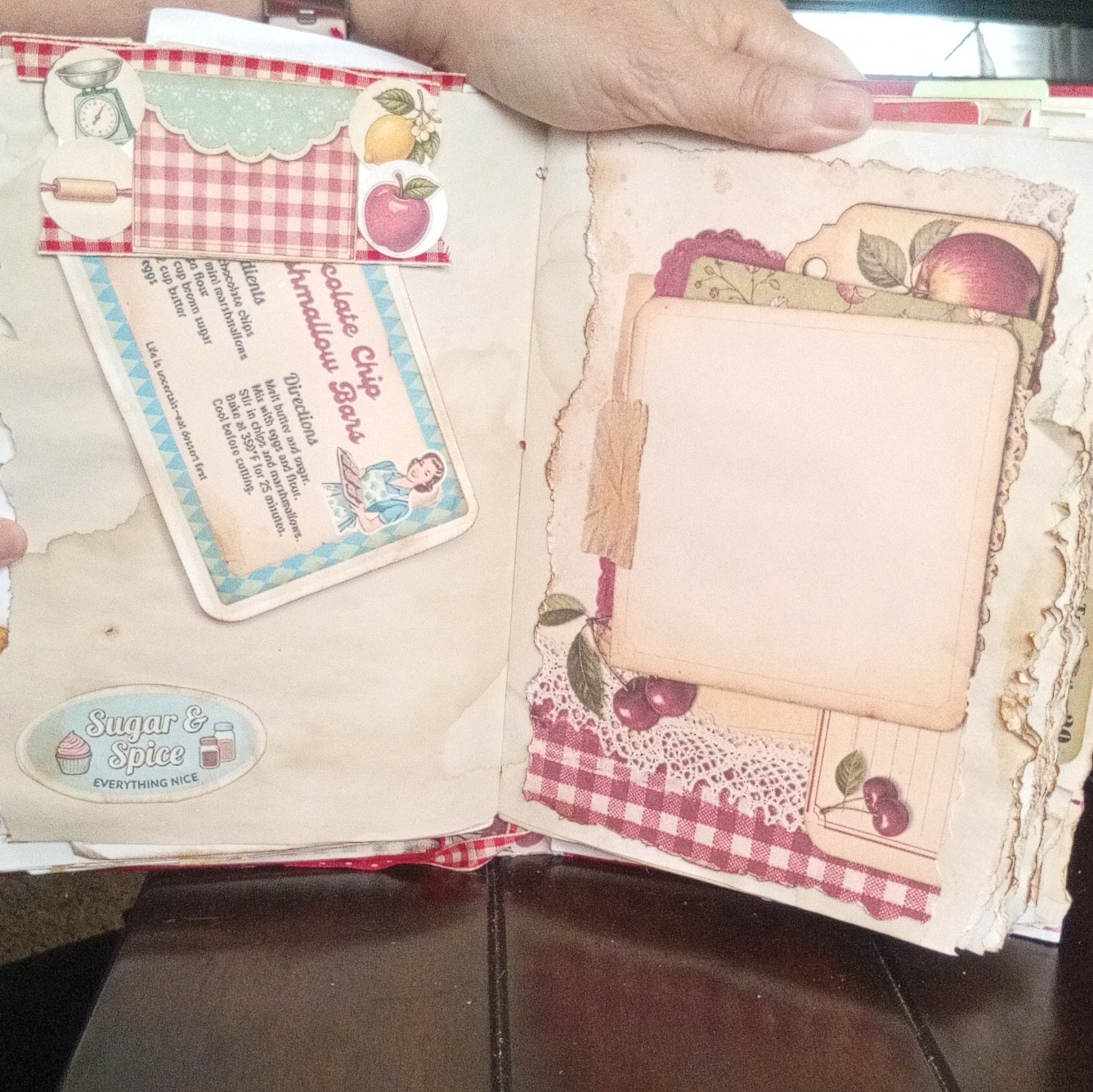 Handmade Kitchen Cookbook Recipe Junk Journal, Red Cover, Cards & Meal Pages