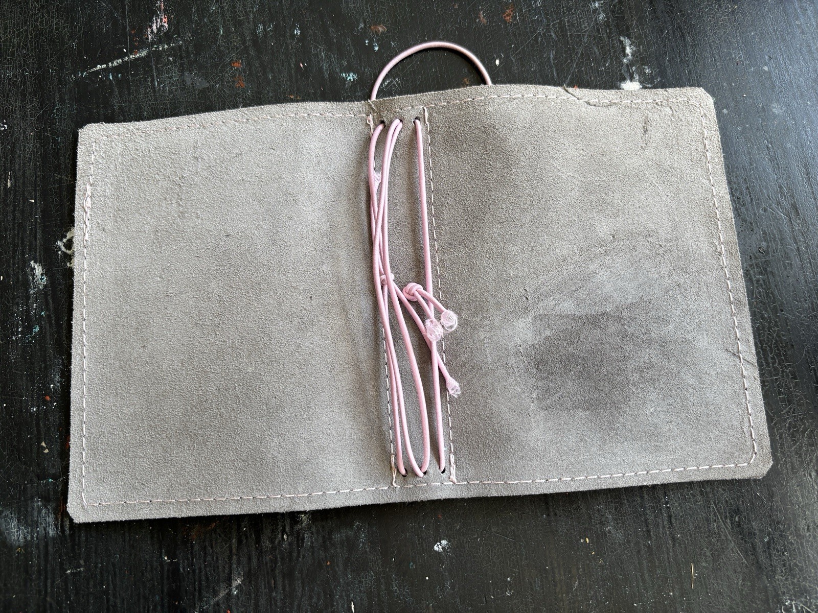 grey genuine suede leather travel journal portfolio organizer