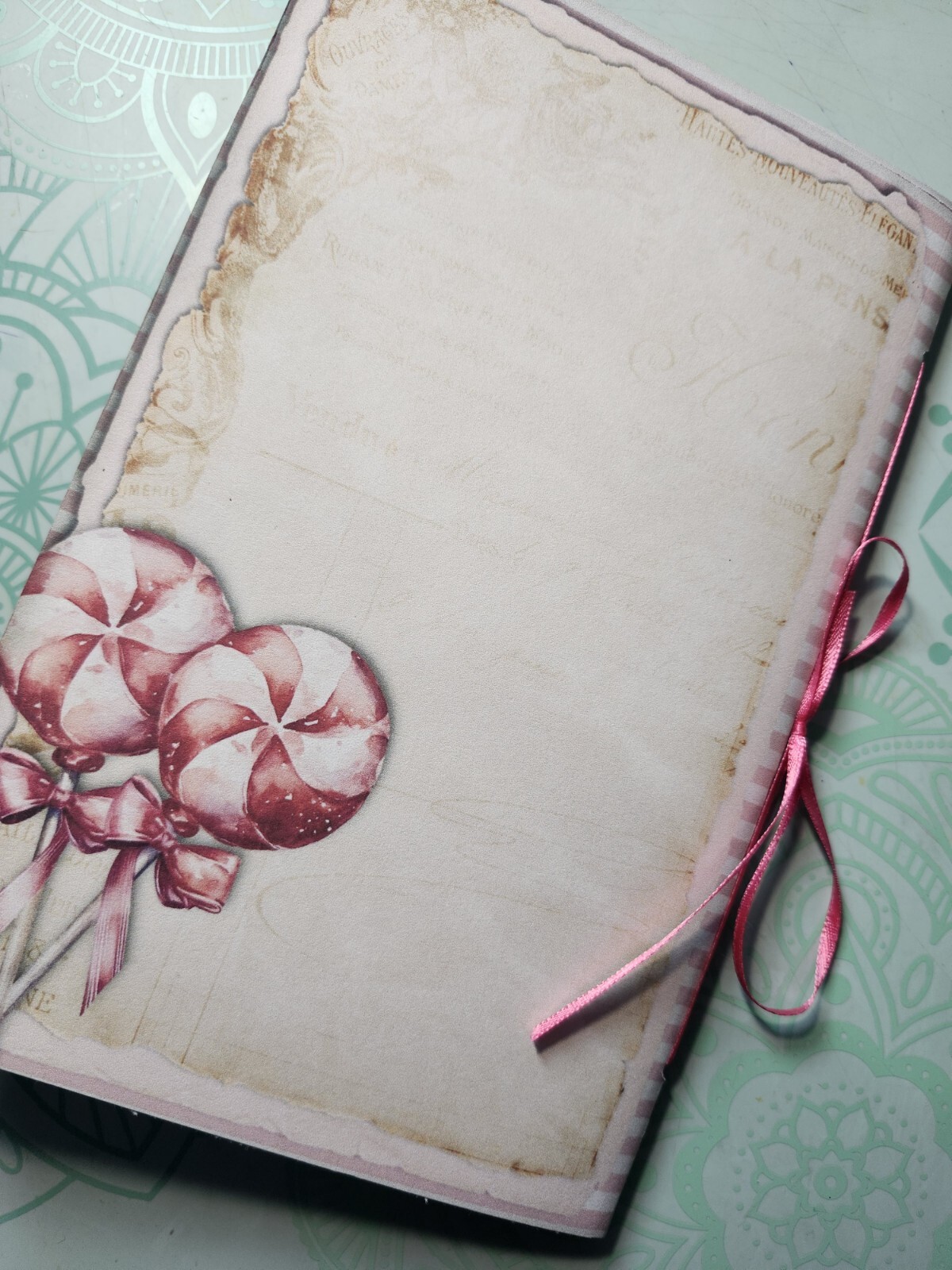 Junk Journal Booklet “PINK CHRISTMAS” Christmas Pink Holiday LG 9X6 40pgs