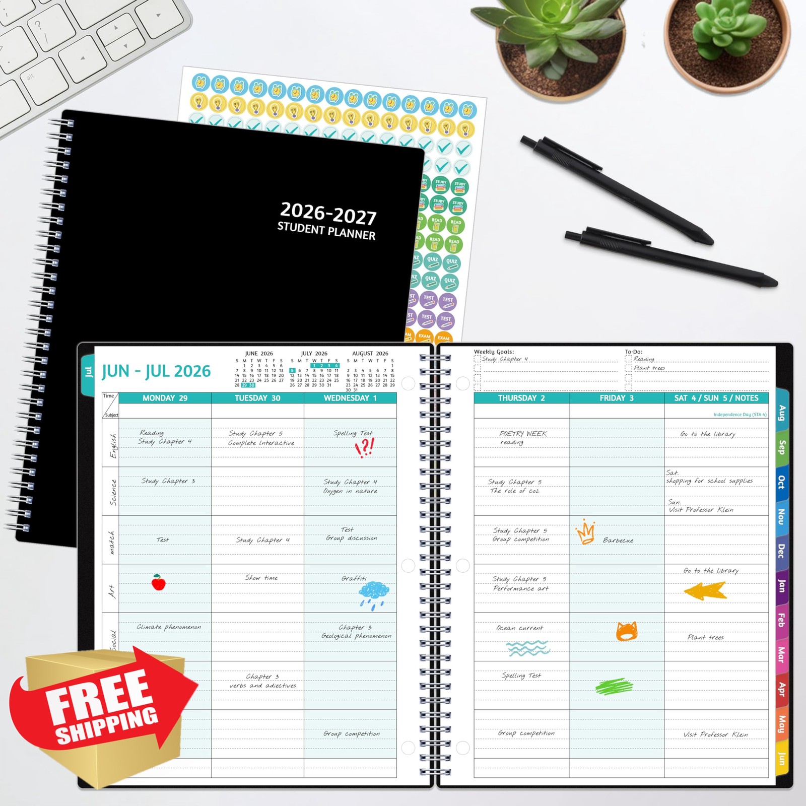 GoiUnlt Student Planner 2026-2027 Black Flexible Cover