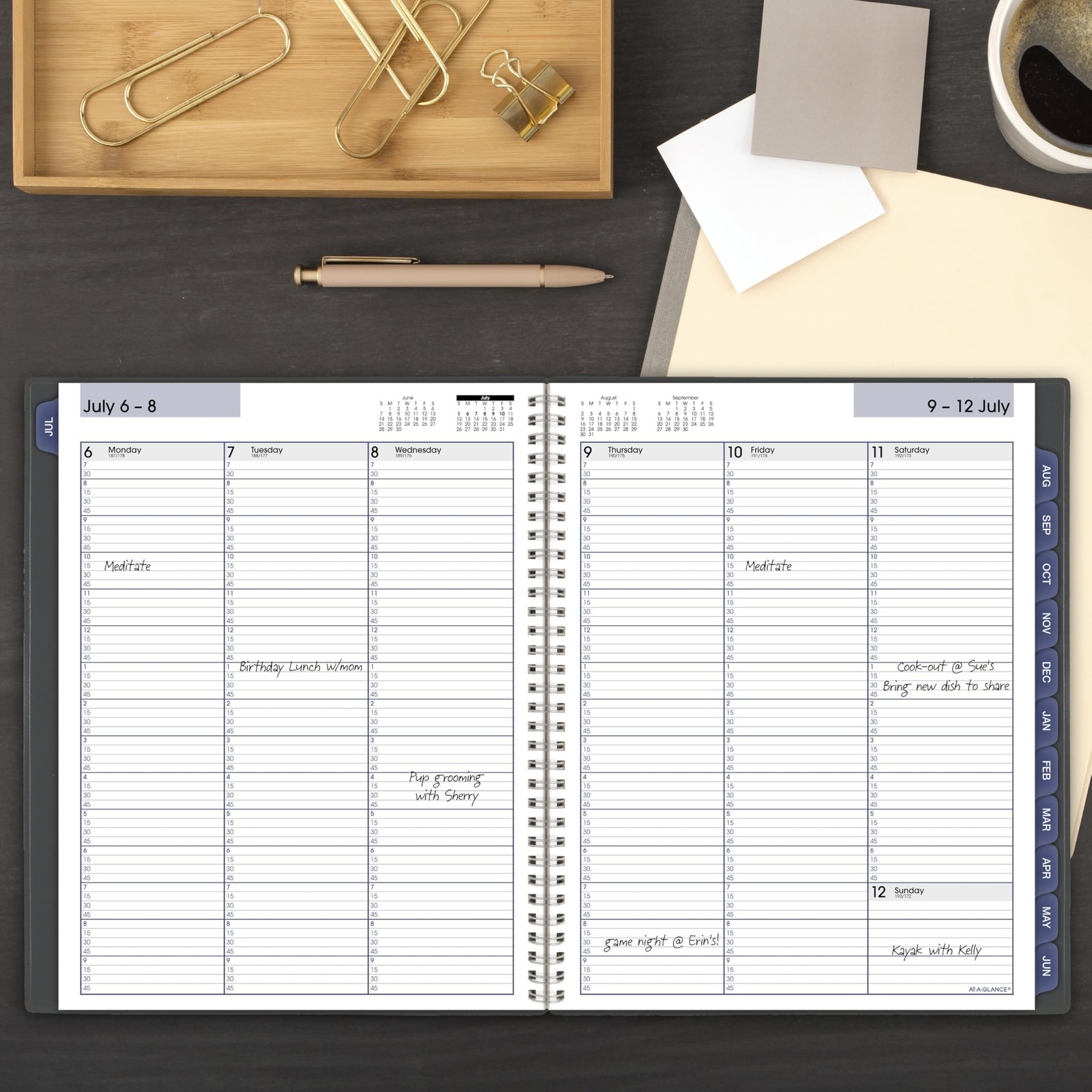 AT-A-GLANCE Planner 2026-2027 Weekly & Monthly 9.25″ x 11.125″, Charcoal