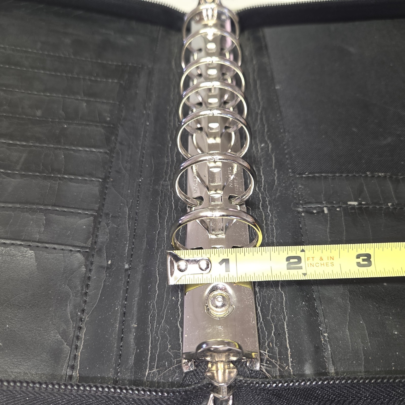 FRANKLIN COVEY Monarch 7-RING Binder Planner Black TOP GRAIN Leather Zipper USA
