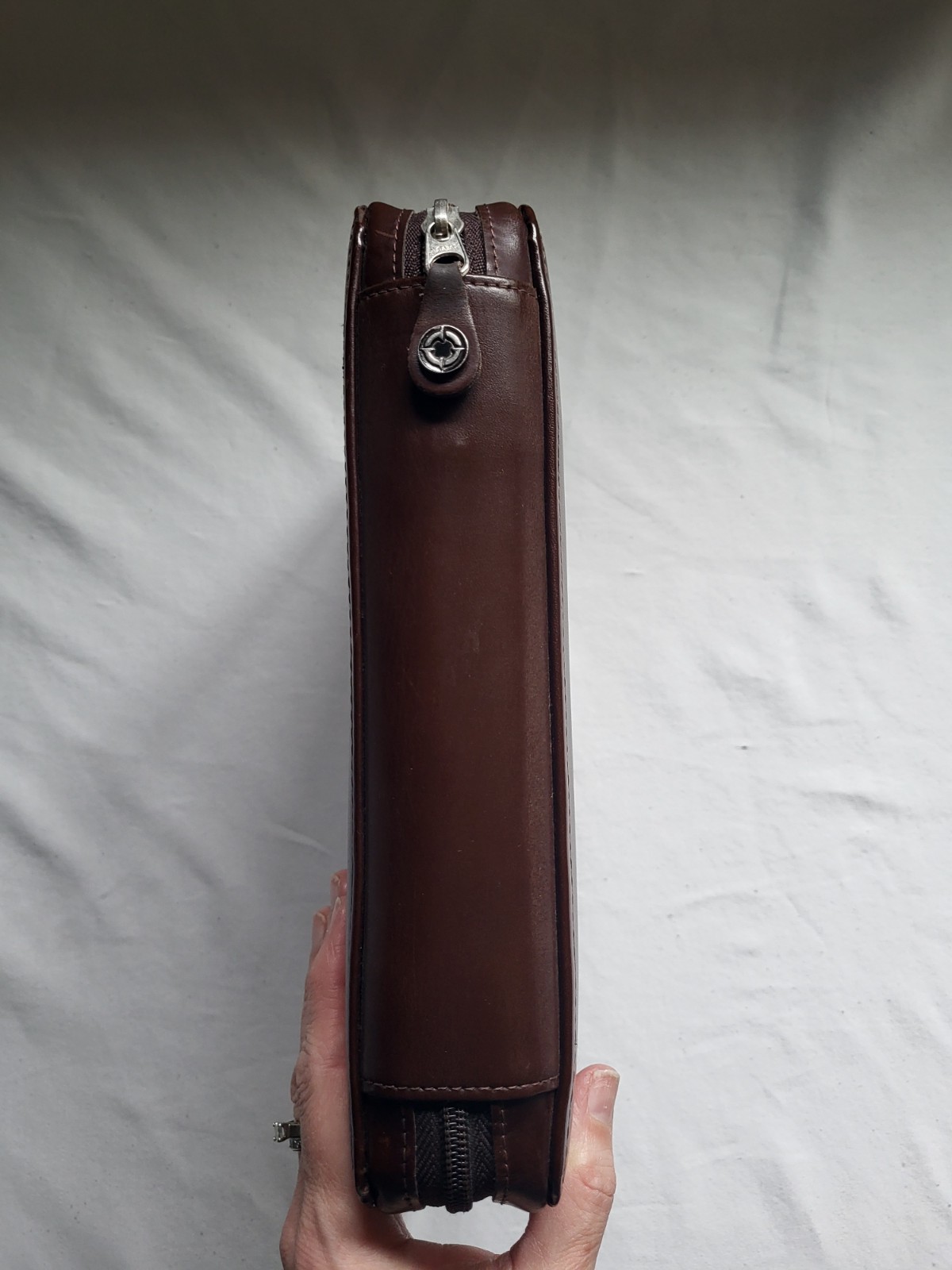 Franklin Covey 7-Ring Classic Zip Planner Office Binder Vintage Brown Leather