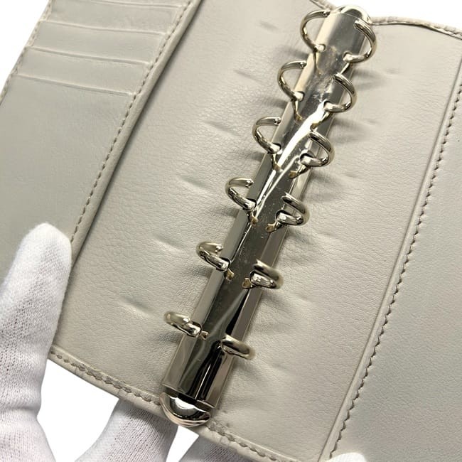 Gucci notebook cover, beige/white, Guccissima line, 115240 A0V1G 9022, 6-ring