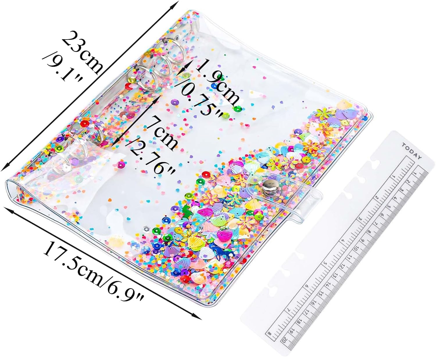 A5 Budget Binder Cover 6 Ring Binder Cute Glitter Quciksand PVC Planner Cover…