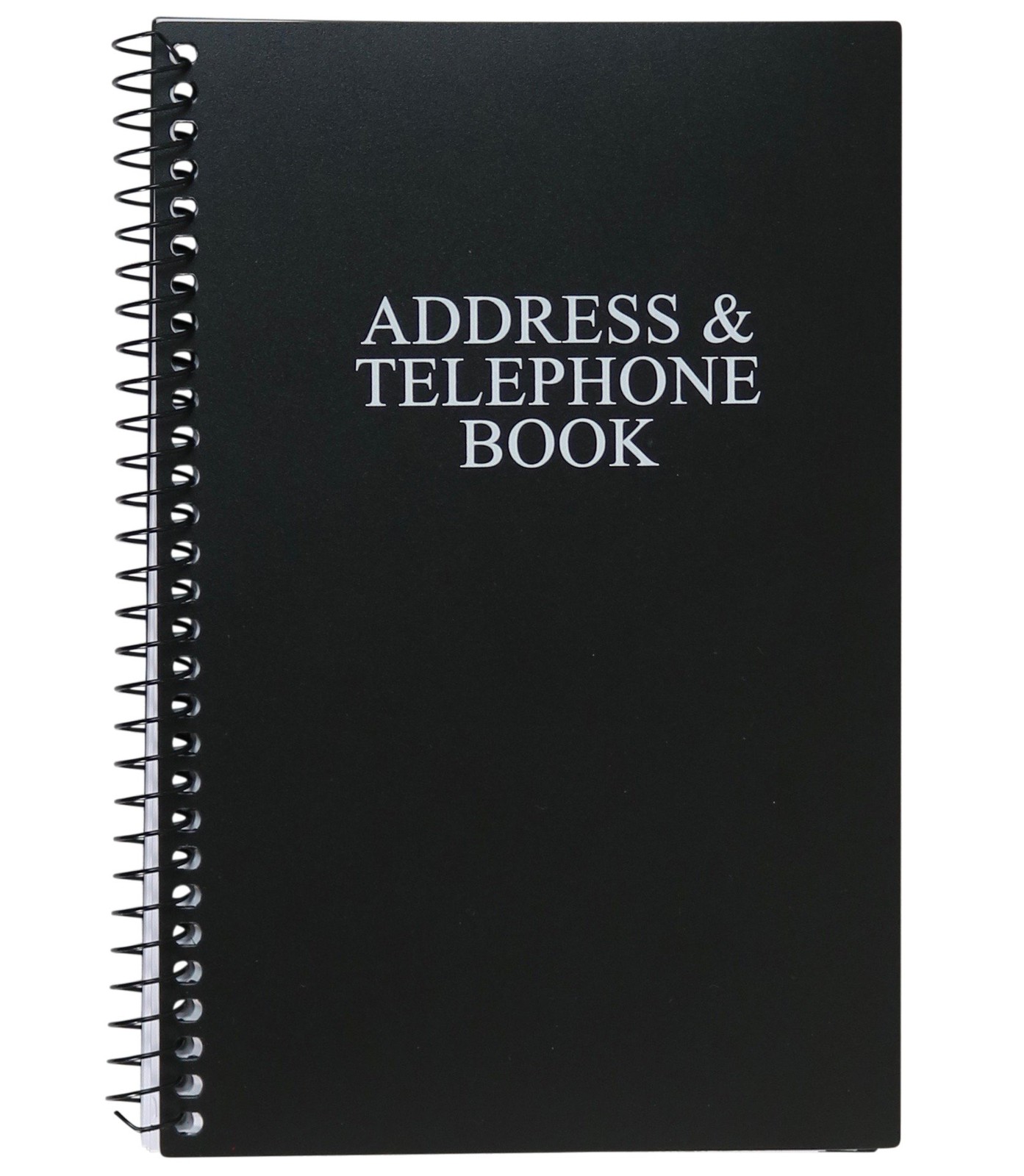 Spiral Bound Black Address Book for Contacts Phone Numbers and Notes 104 Pages